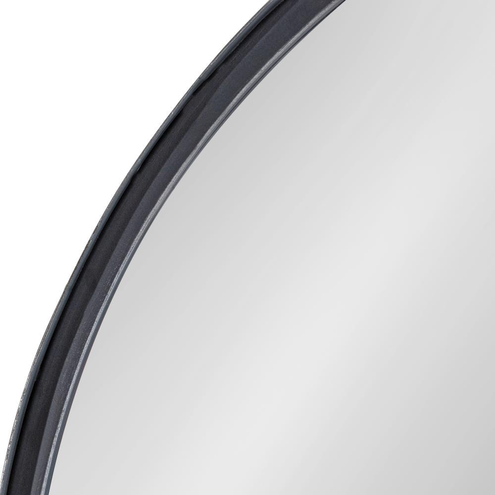 Arch Black Framed Wall Mirror with Wood Ledge