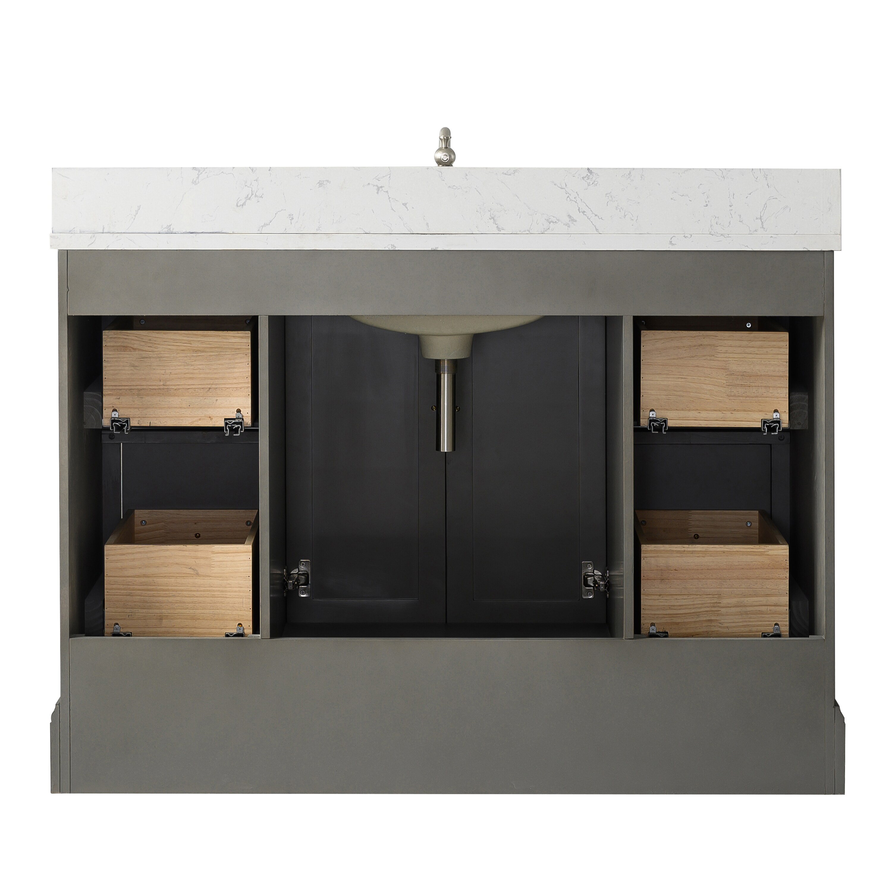 Silver Gray 48" Single Sink Bathroom Vanity with Engineered Marble Top