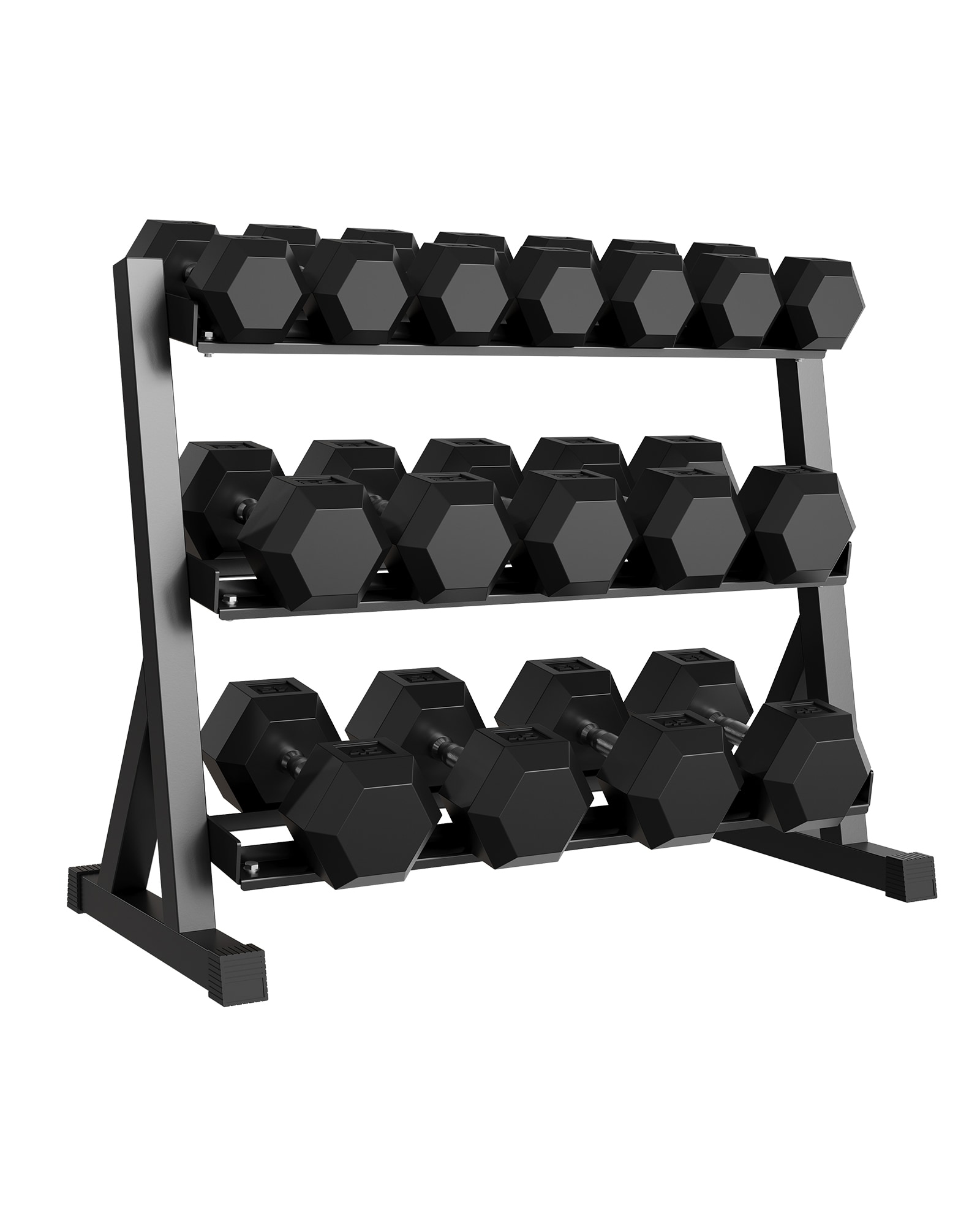 IdealHouse - 3 Tier Heavy Duty Dumbbell Rack Carbon Steel Weight Storage Rack for Dumbbell Set 10...