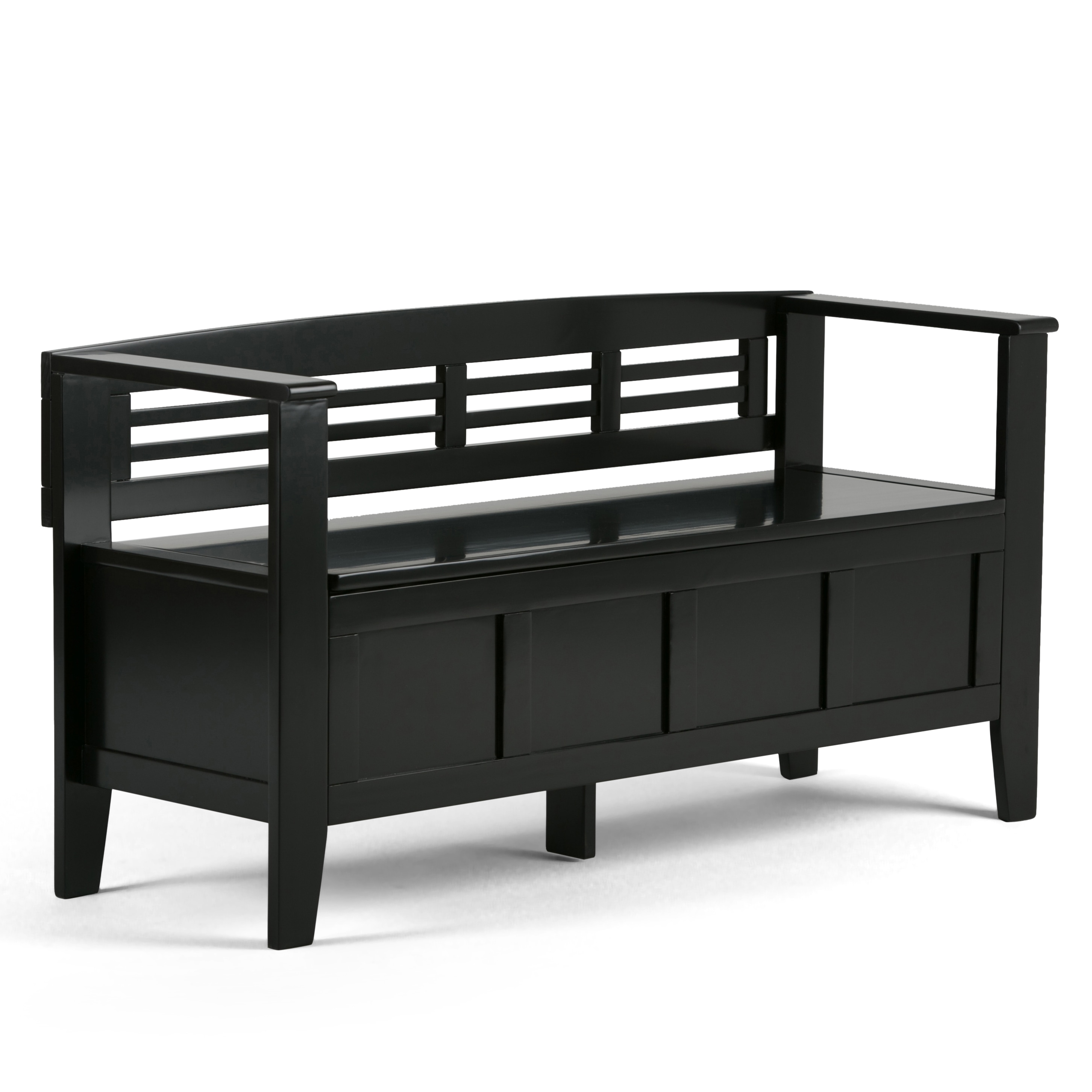 Simpli Home 3AXCADABEN-B Adams Modern Black Storage Bench with Storage 48-Inches x 17-Inches x 25.2-Inches