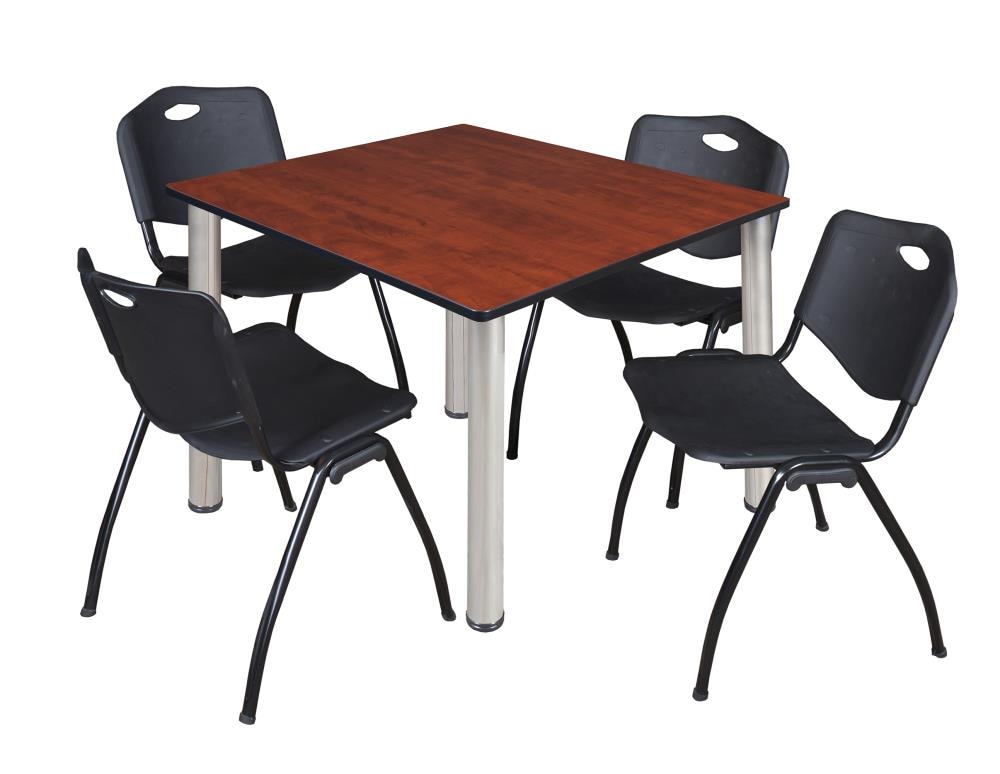 Regency TB4848CHBPCM47BK Breakroom Red 4-Person Training Table (48-in W x 29-in H)