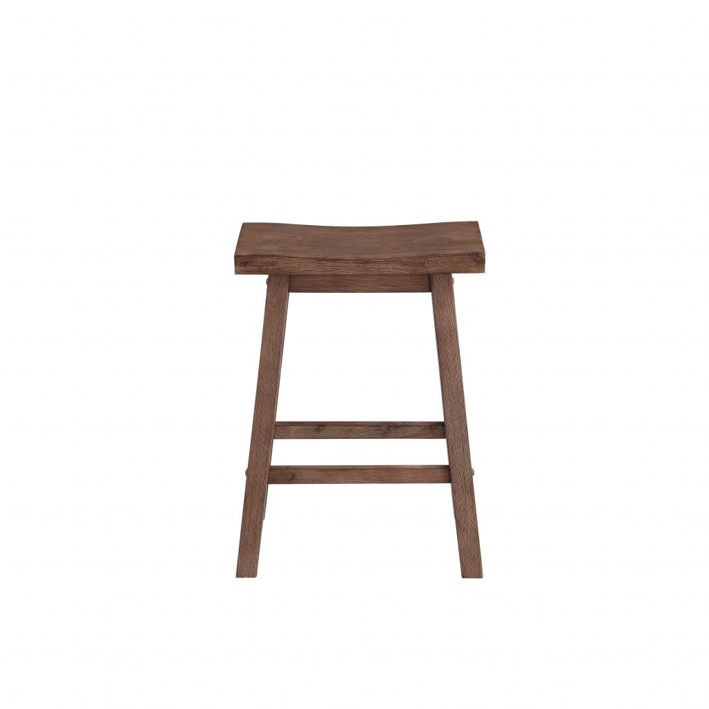 Boraam Industries 75024 Sonoma Barnwood Wire-brush 24-in H Counter height Saddle Seat Wood Backless Bar Stool