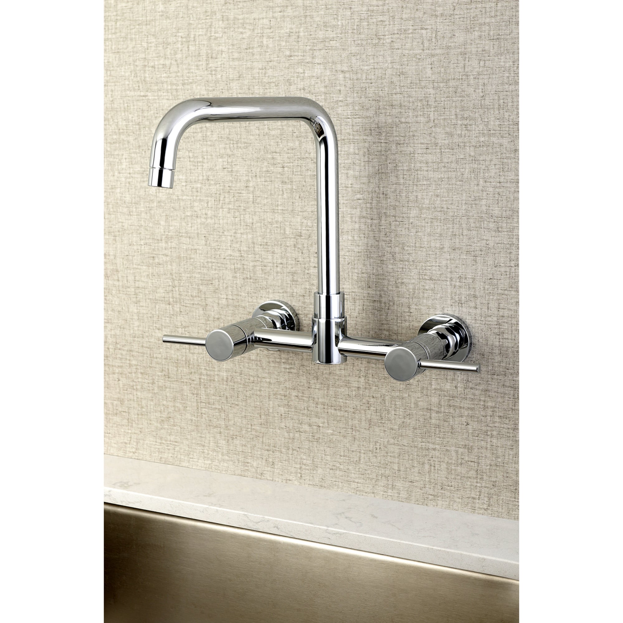 Kingston Brass WLKS8161DL Concord Polished chrome Double Handle Wall-mount Kitchen Faucet