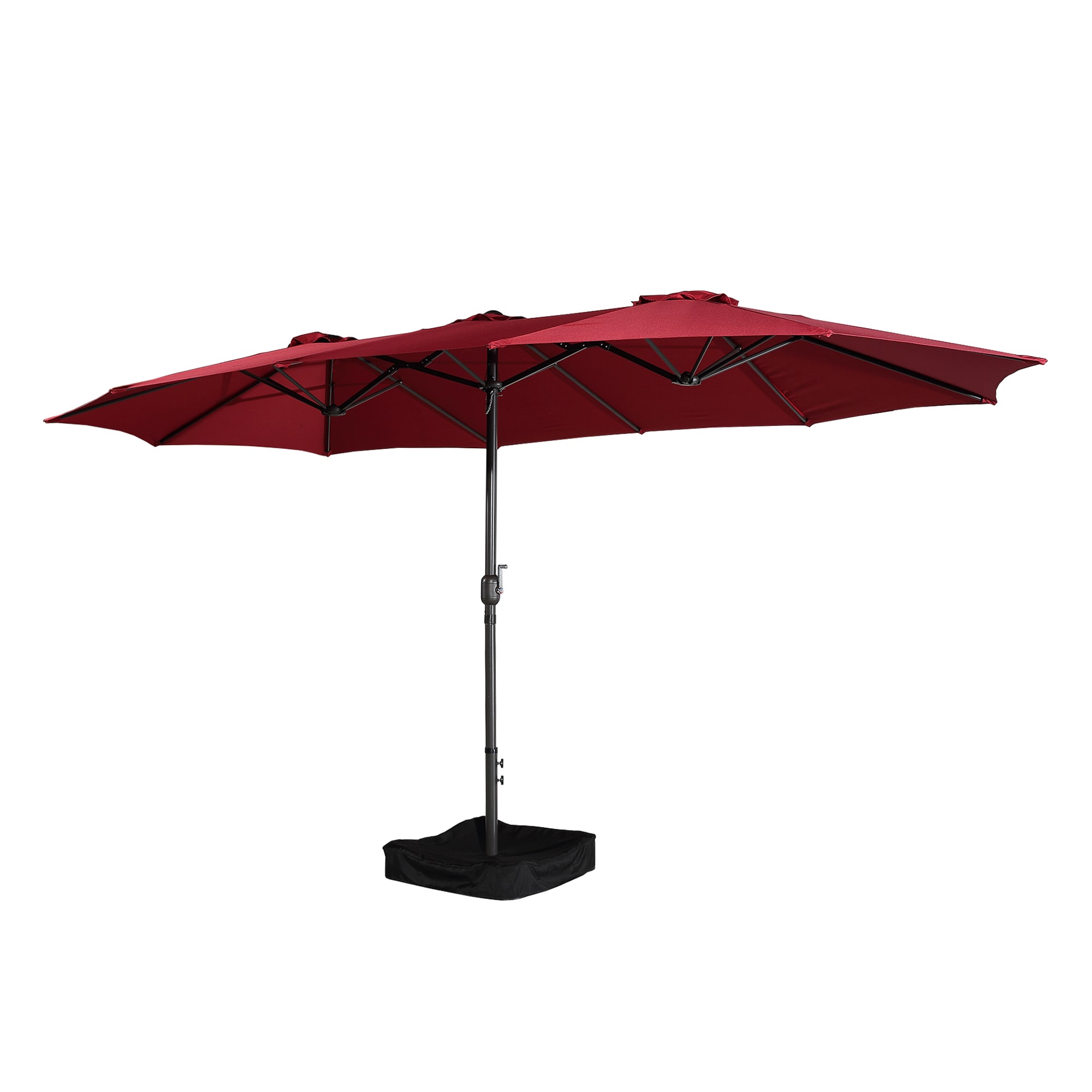 CASAINC WF-SM-RLED300RD-H 9-ft Steel Red Crank Garden Patio Umbrella with Base