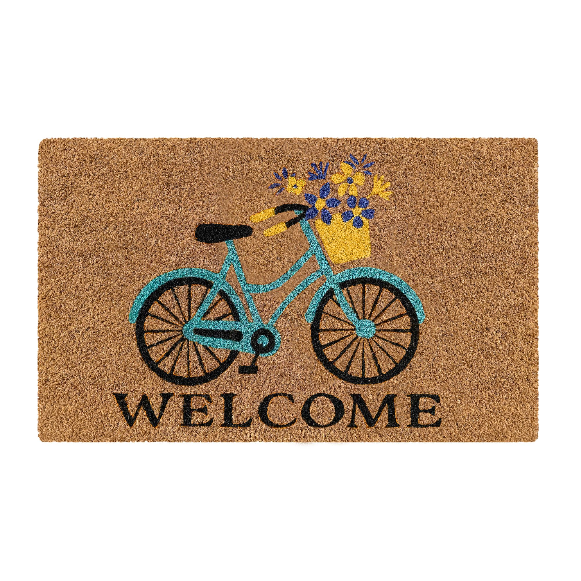 KATE AURORA -  Spring Bicycle And Bouquet Bristled Coir Outdoor Welcome Mat