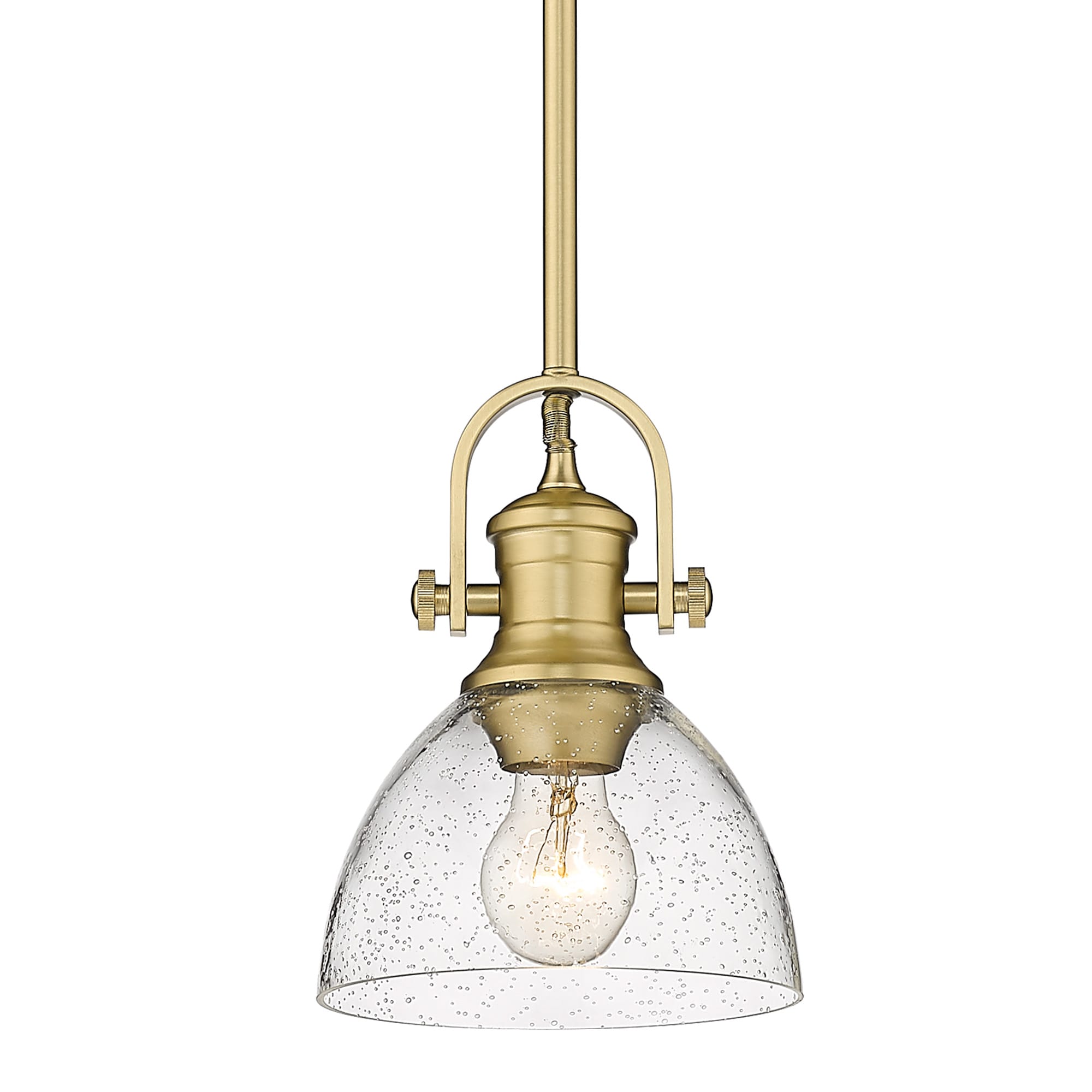 Golden Lighting Hines Brushed Champagne Bronze Transitional Seeded Glass  Bowl Hanging Pendant Light in the Pendant Lighting department at