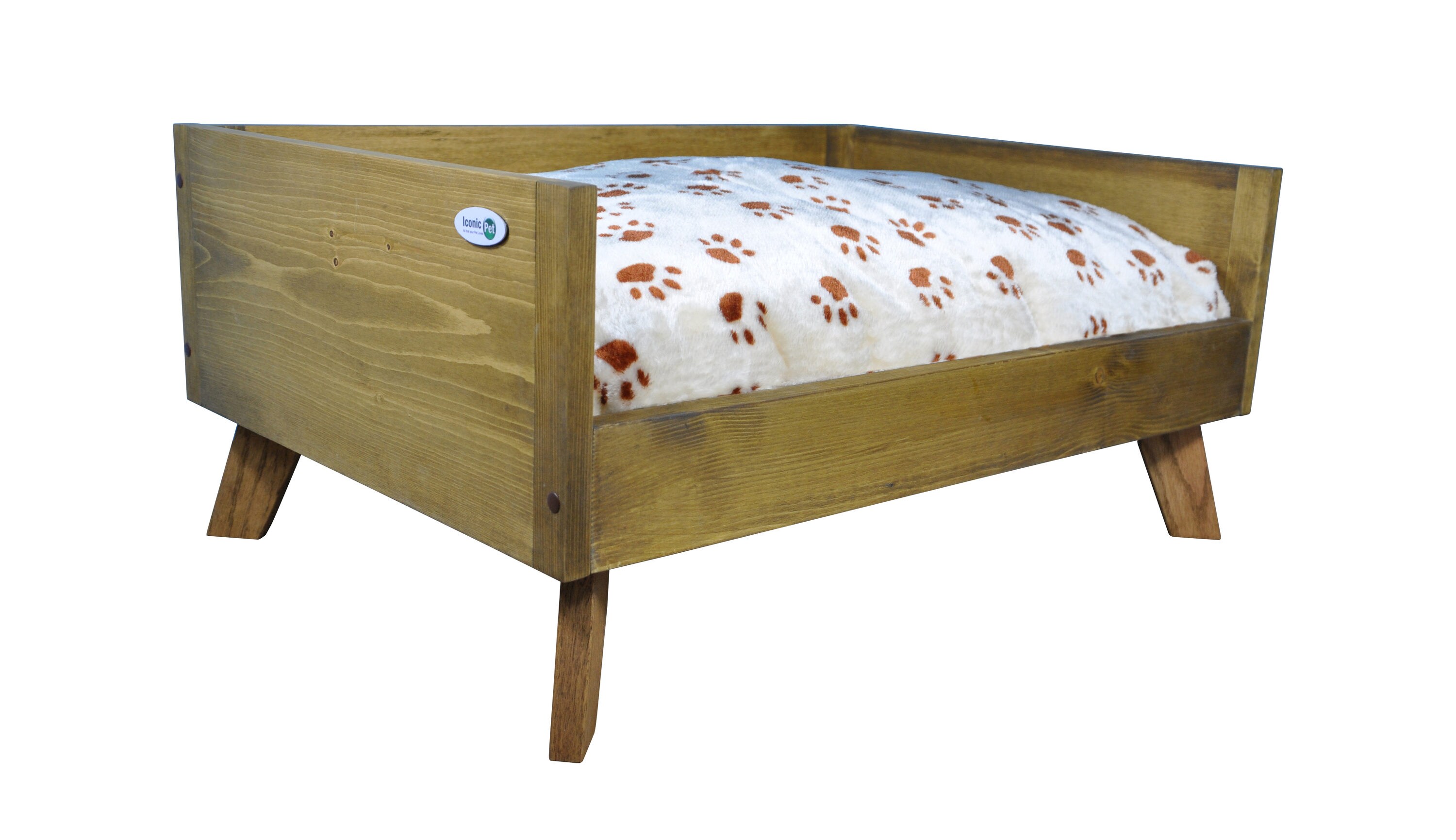Iconic Pet 52045 Rectangular Rustic Brown Fleece Sofa Dog Bed ( Small )