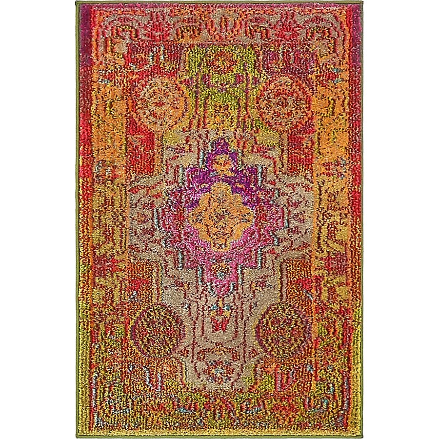 Unique Loom Michaelangelo Vita 8 x 10 Multi/Pink Indoor Medallion Oriental Area Rug Unique Loom Michaelangelo Vita 8 x 10 Multi/Pink Indoor Medallion Oriental Area Rug