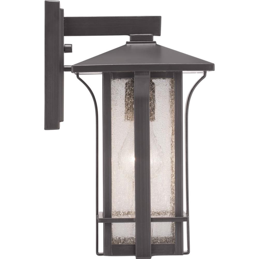 Antique Bronze Outdoor Wall Lantern with Seeded Glass Shade