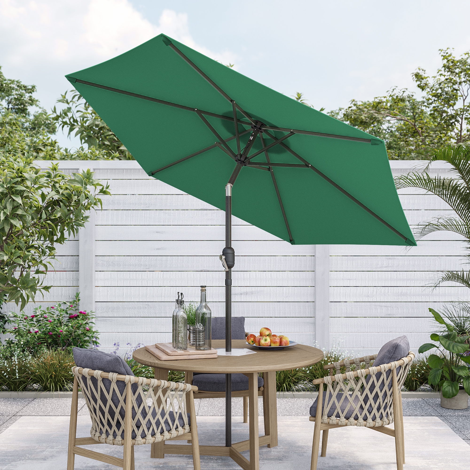 7.5 green patio umbrella ACEGOSES 7.5-ft Steel Green Push-button Tilt Market Patio Umbrella LW-75DG  at Lowes.com