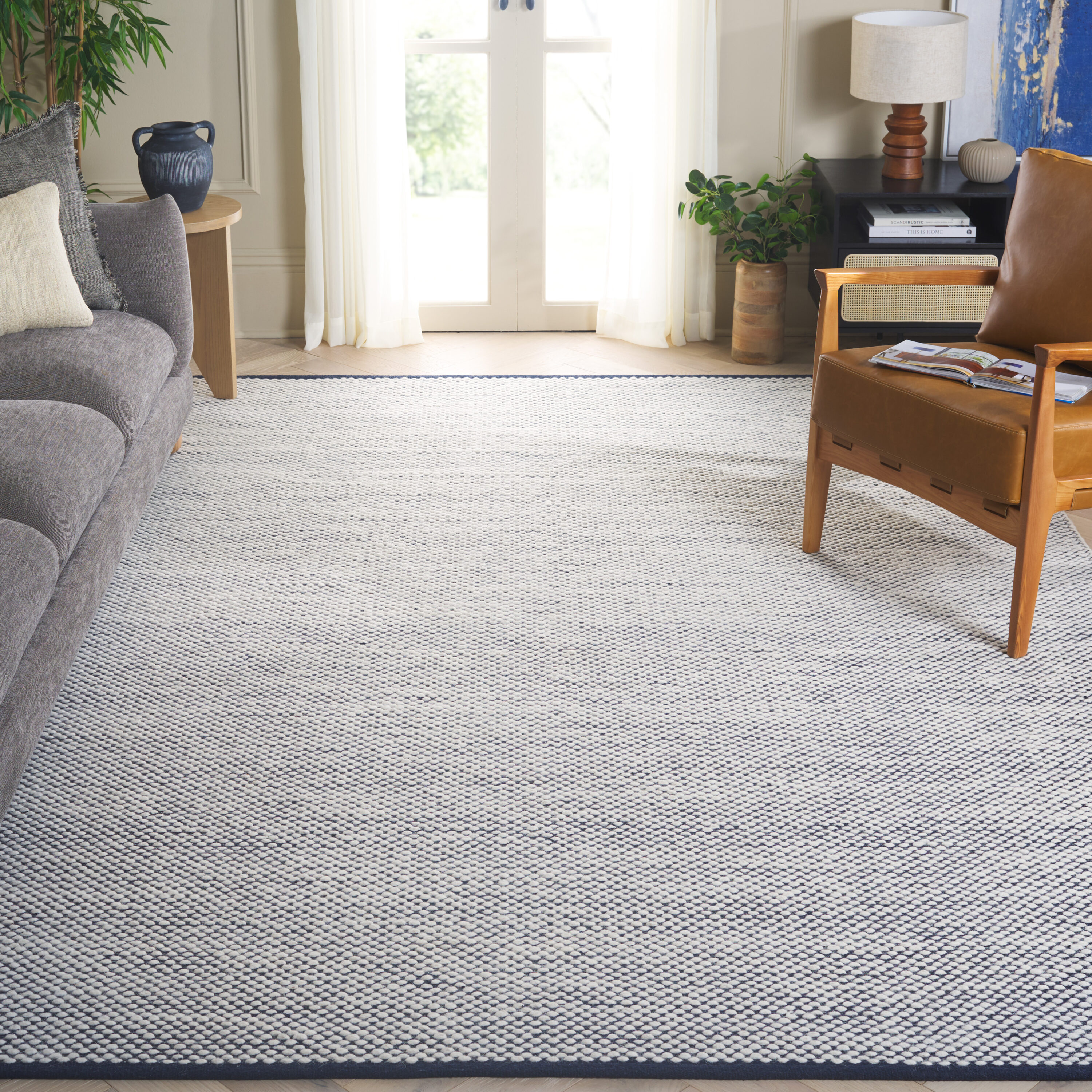  Vermont 907 Navy/Ivory Contemporary 8ft x 10ft Large Rectangle Rug