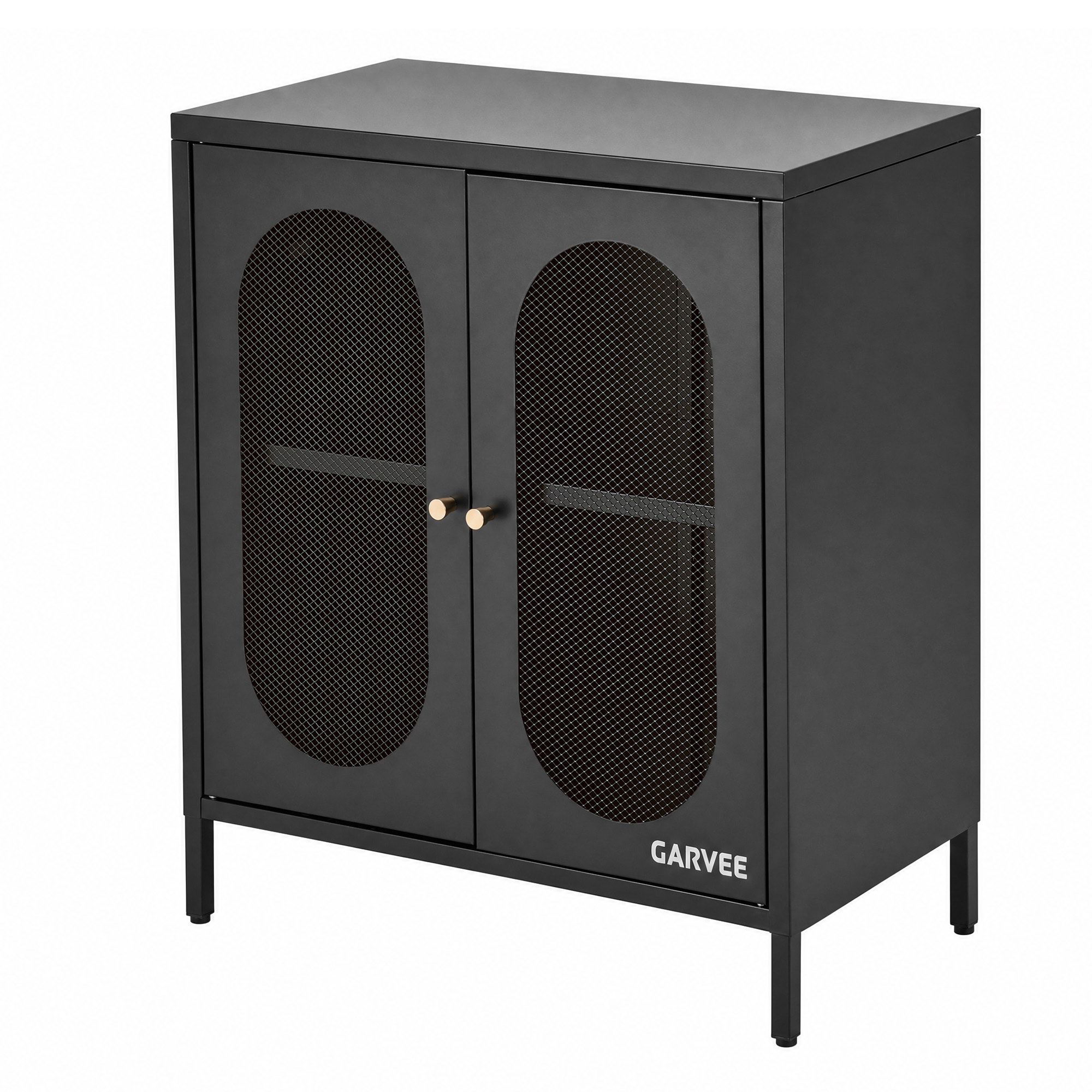 Garvee Sideboard Buffet Cabinet with Doors and Adjustable Shelves Metal Buffet Console Table for Kitchen Living Room Hallway - Black