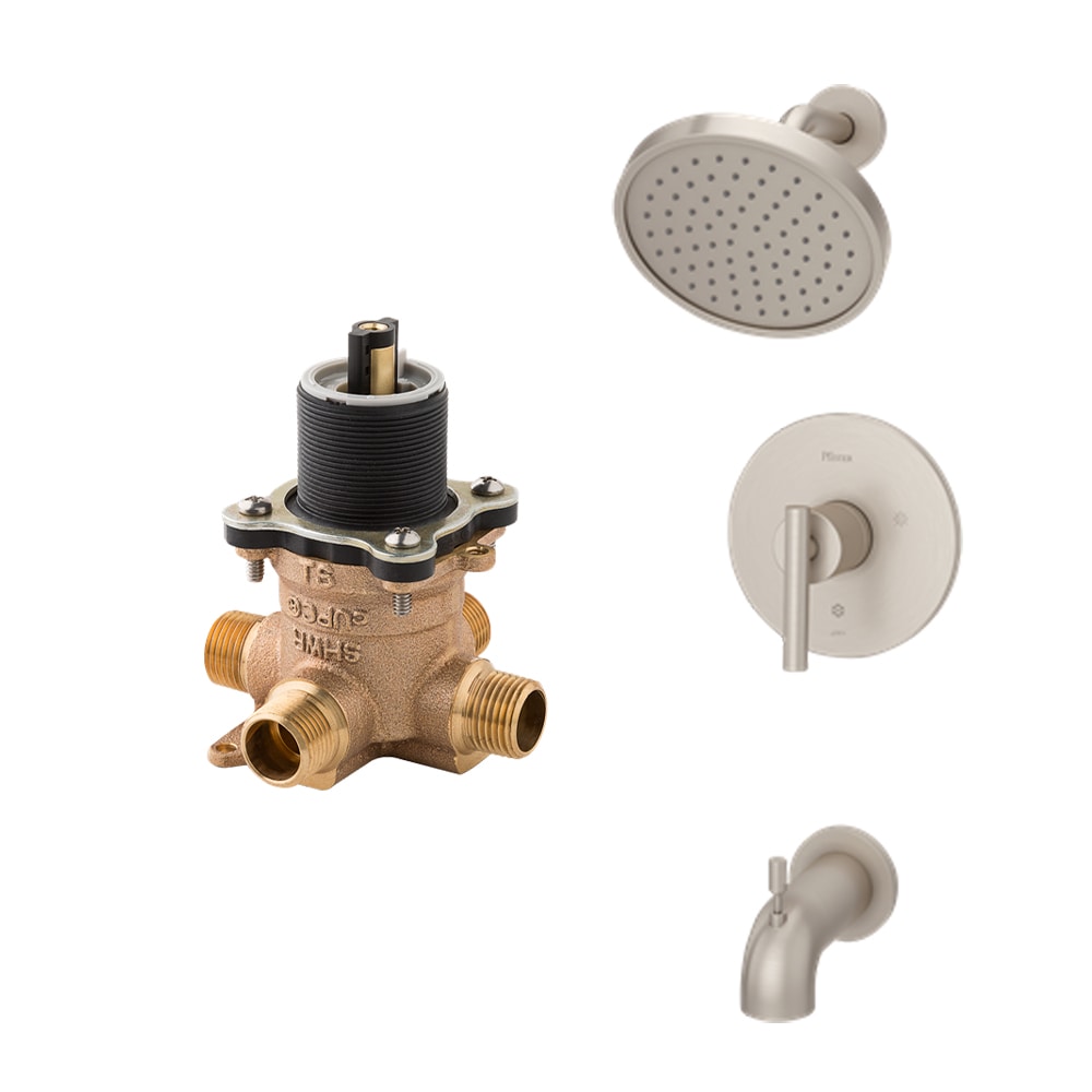 Pfister LG89-8NCK-0X8-310A Contempra Brushed Nickel 1-handle Multi-function 7-Inches Round Bathtub and shower Faucet with Valve