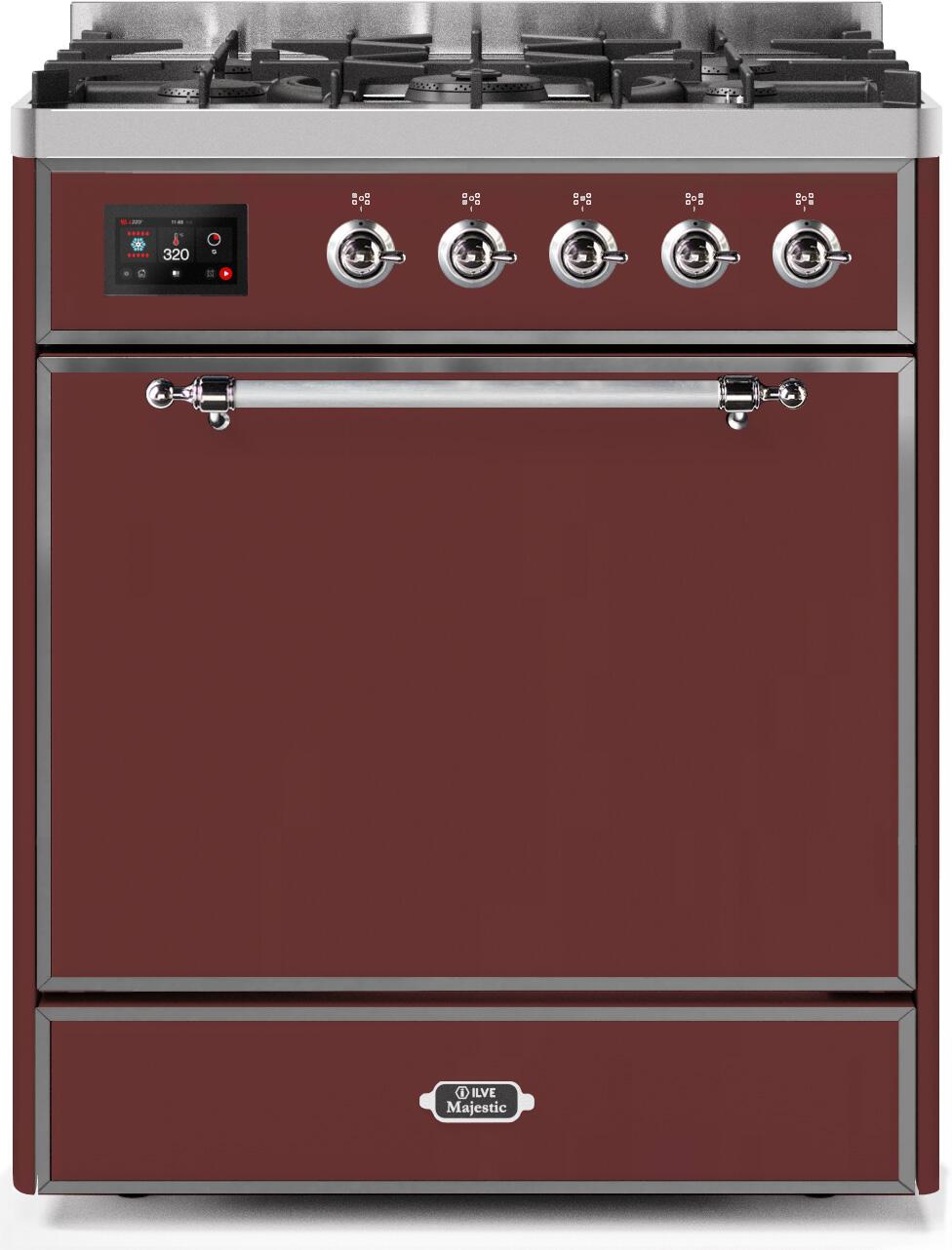 ondergoed Helder op Notitie ILVE Majestic 82 30-in Deep Recessed 5 Burners Convection Oven Freestanding  Dual Fuel Range (Burgundy/Chrome Trim) in the Single Oven Dual Fuel Ranges  department at Lowes.com
