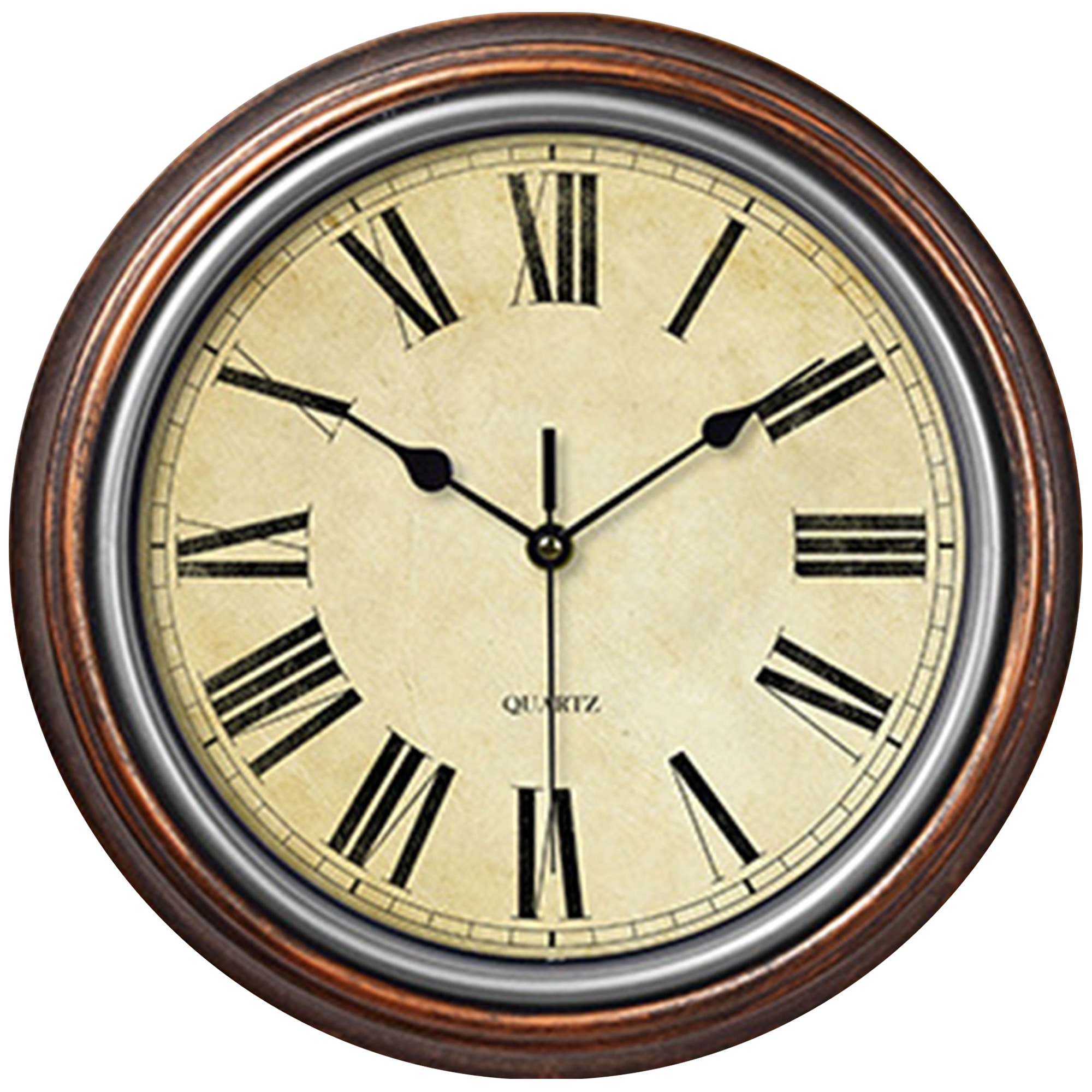 Unique Bargains Wall Clock Silent Non Ticking Battery Operated Roman Digital Clocks for Office Home Bathroom Kitchen Bedroom Living Room 12 Inch Brown