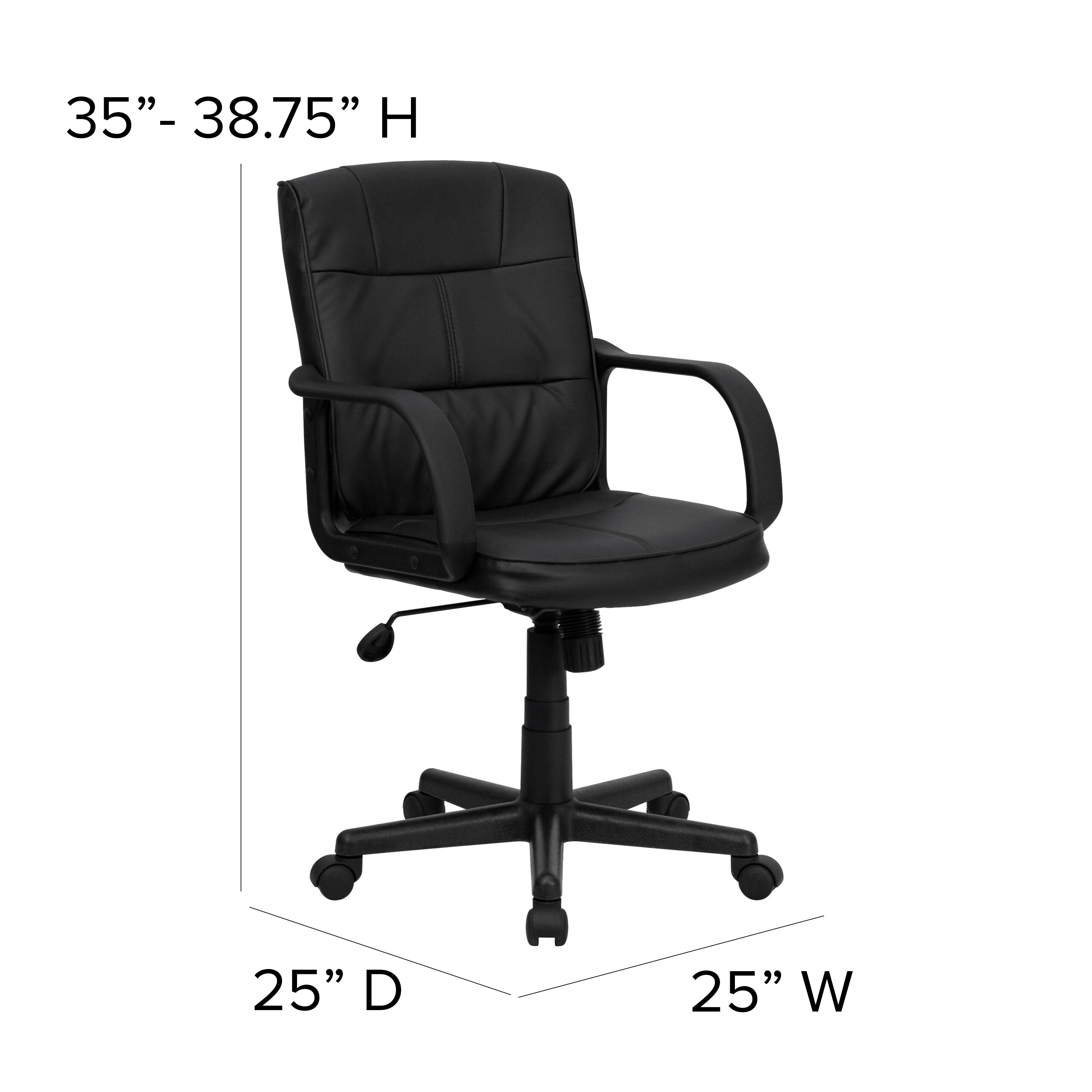 ErgoFlex Black LeatherSoft 360 Swivel Task Chair with Metal Base