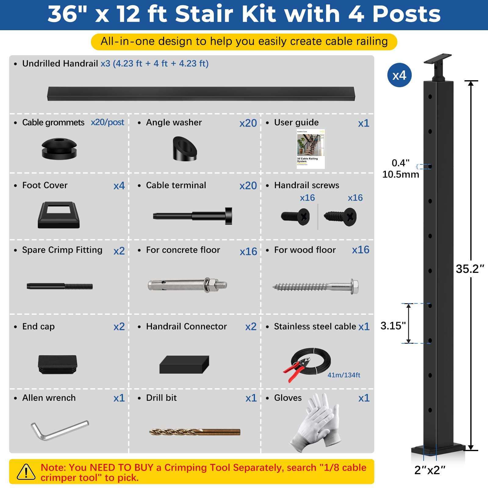 Anqtovp LAN0627N019 Stair-Railing-Kits - View #4