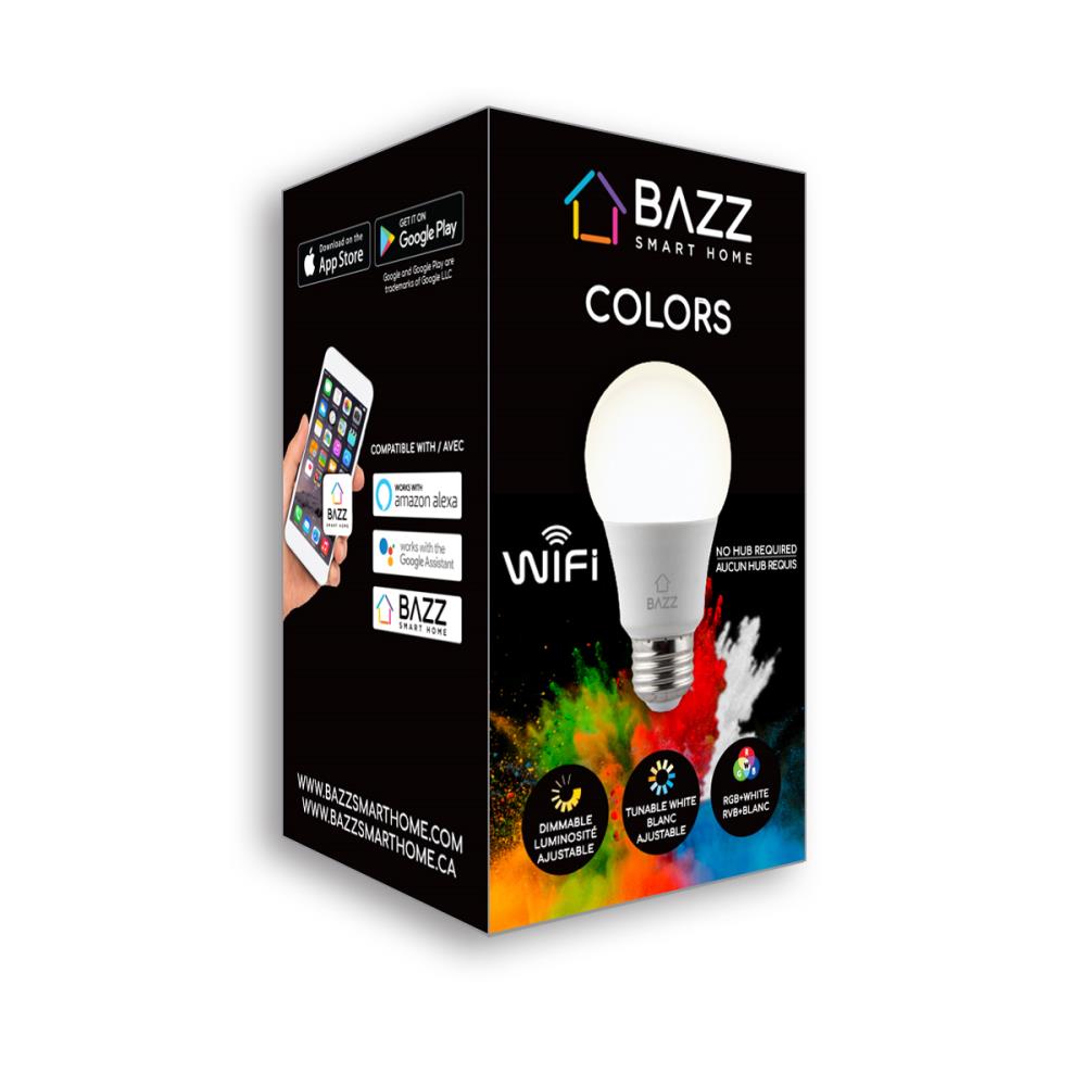 BAZZ Smart Home 60-Watt Equivalent A19 Dimmable Tunable RGB Smart Wi-Fi LED Light Bulb BAZZ Smart Home 60-Watt Equivalent A19 Dimmable Tunable RGB Smart Wi-Fi LED Light Bulb