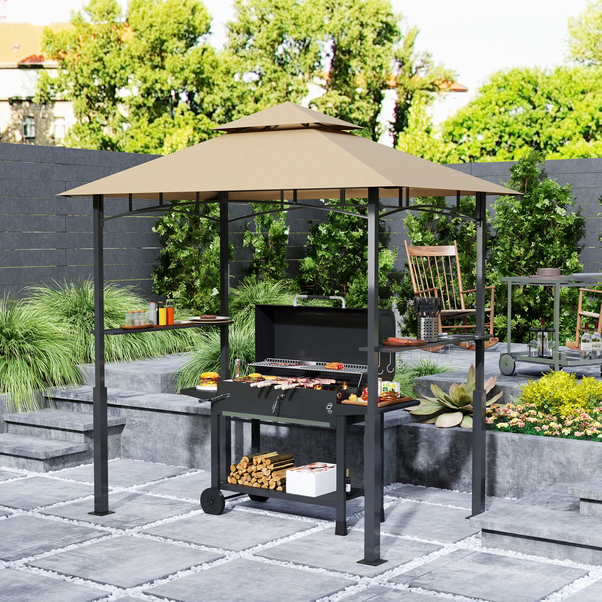 Outsunny 84C-537V00DR Wood-Resin-Gazebos - View #2