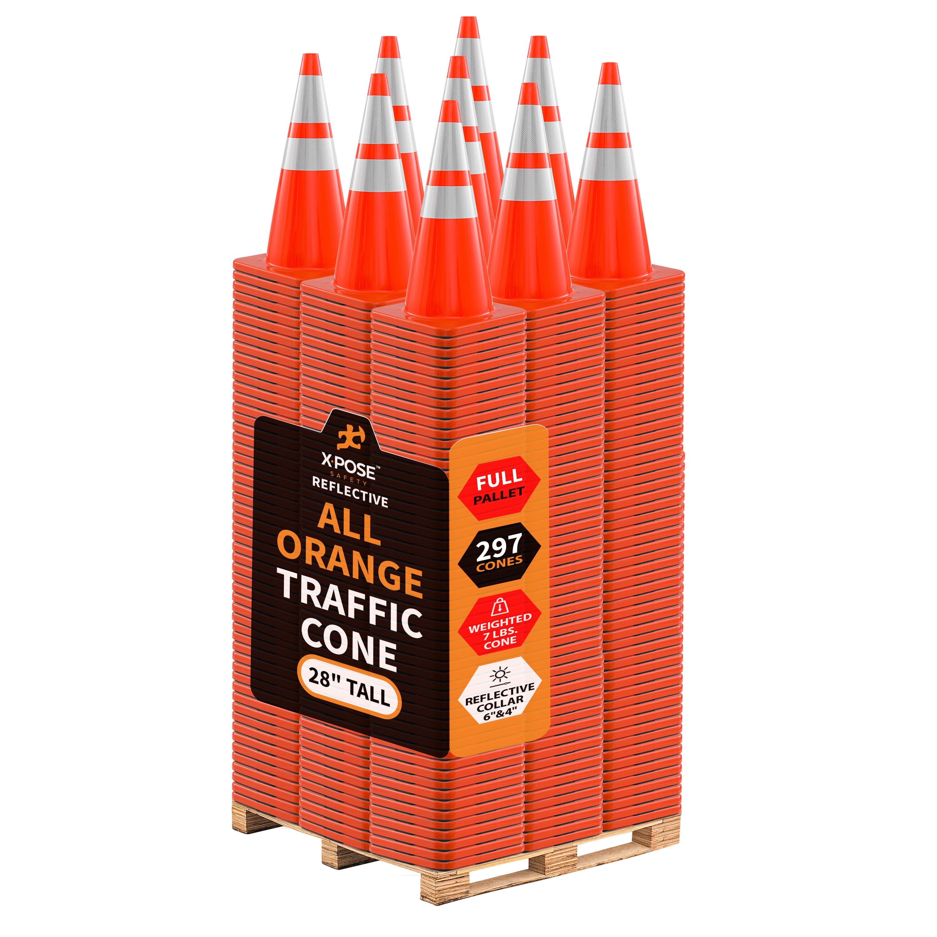 XPOSE SAFETY 297 -Pack 36-in Orange Traffic safety cone