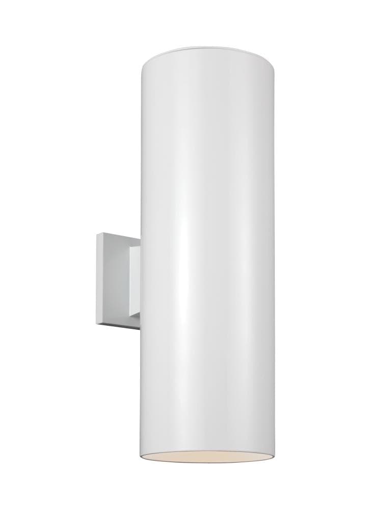 Generation Lighting 8313902-15 Outdoor Cylinders 2 -Light 18.2500-in H Polished White Hardwired Outdoor Wall Light