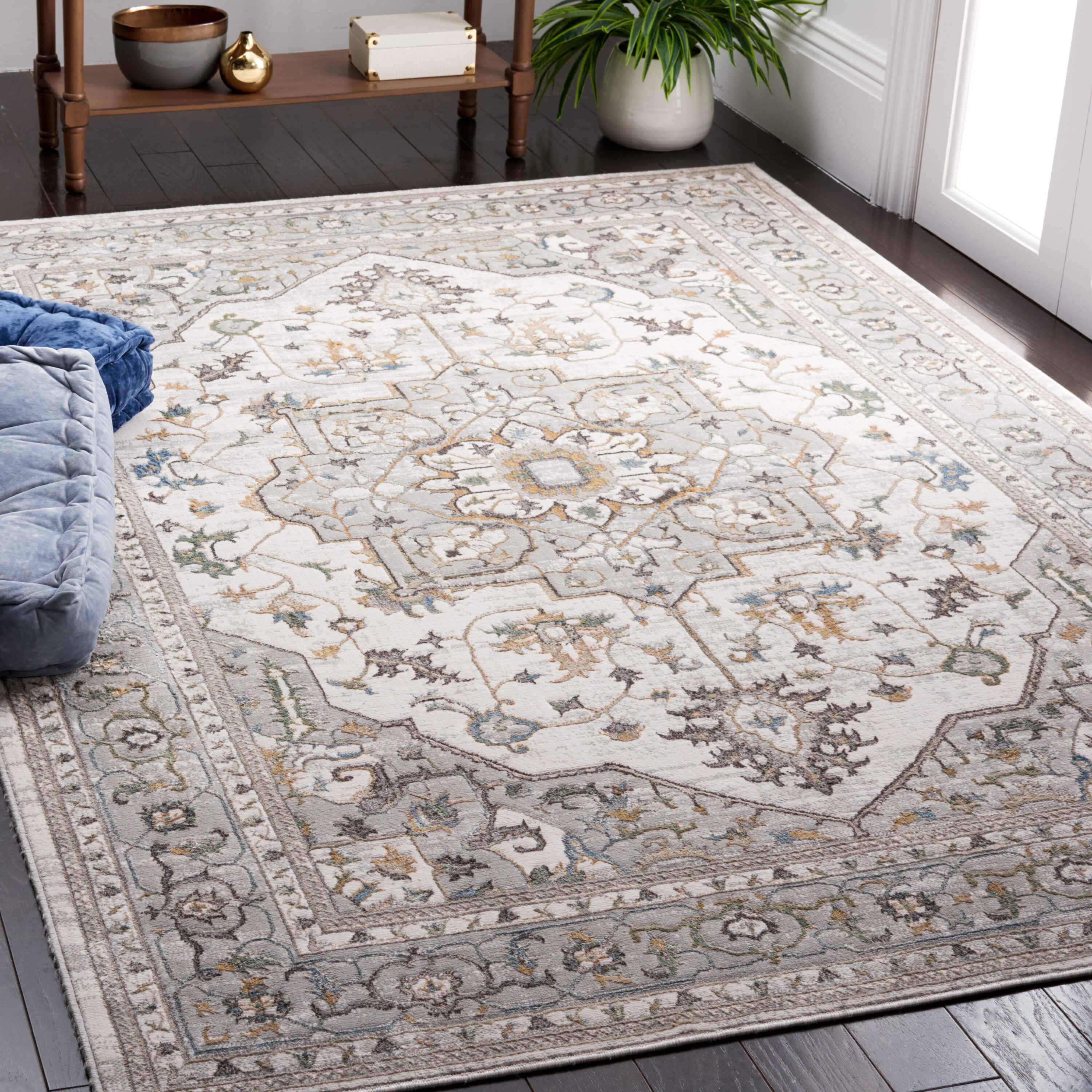 Bel Air 5 x 8 (ft) Loomed Polyester Gray/Light Gray Rectangular Indoor Mid-Century Modern Professionally Clean Only Area rug