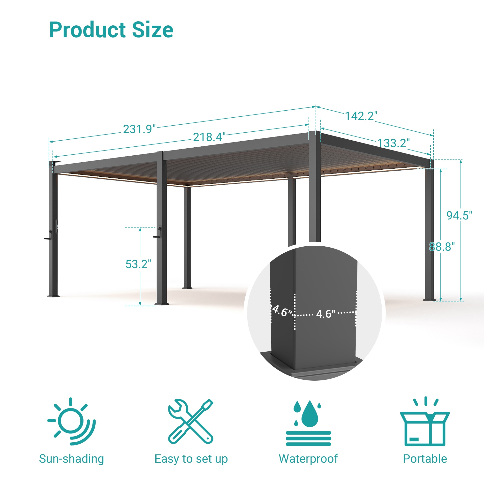 ACEGOSES LW-PLT-LED1220GY Pergolas-2 - View #3
