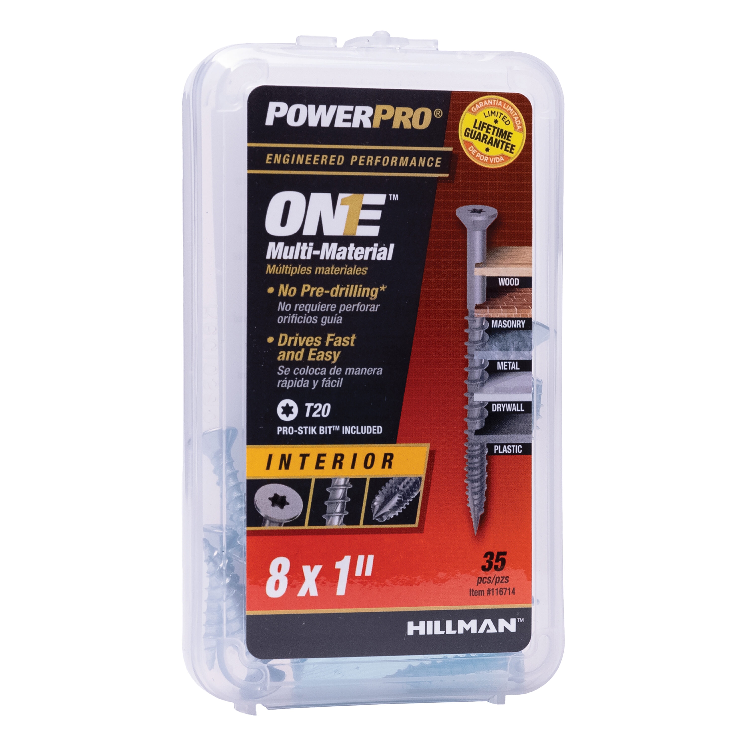 Power Pro 116714 One #8 x 1-in Zinc-plated Interior Wood screws ( 35 -Per Box )