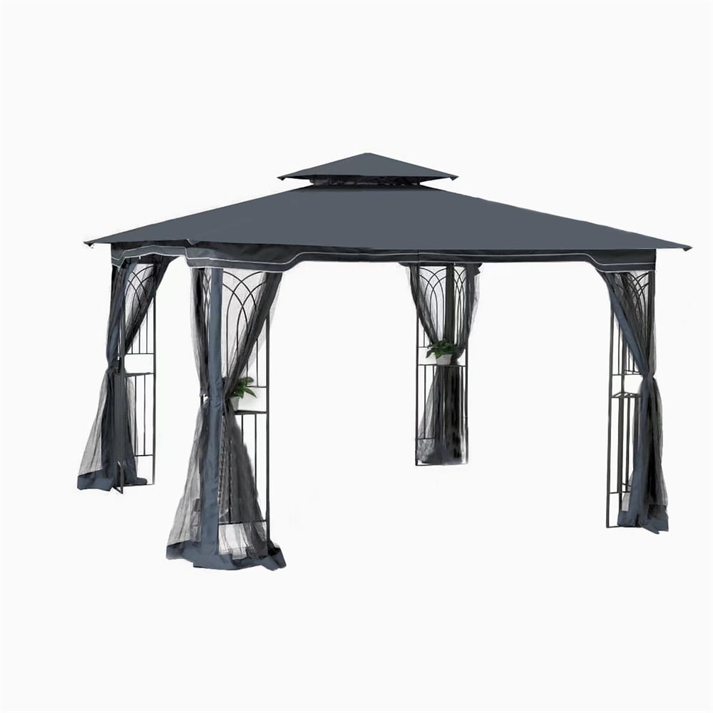 BABOOM BOM-S00025-OR 10-ft x 10-ft Patio Gazebos Gray with Soft Top Roof (Screen Included)