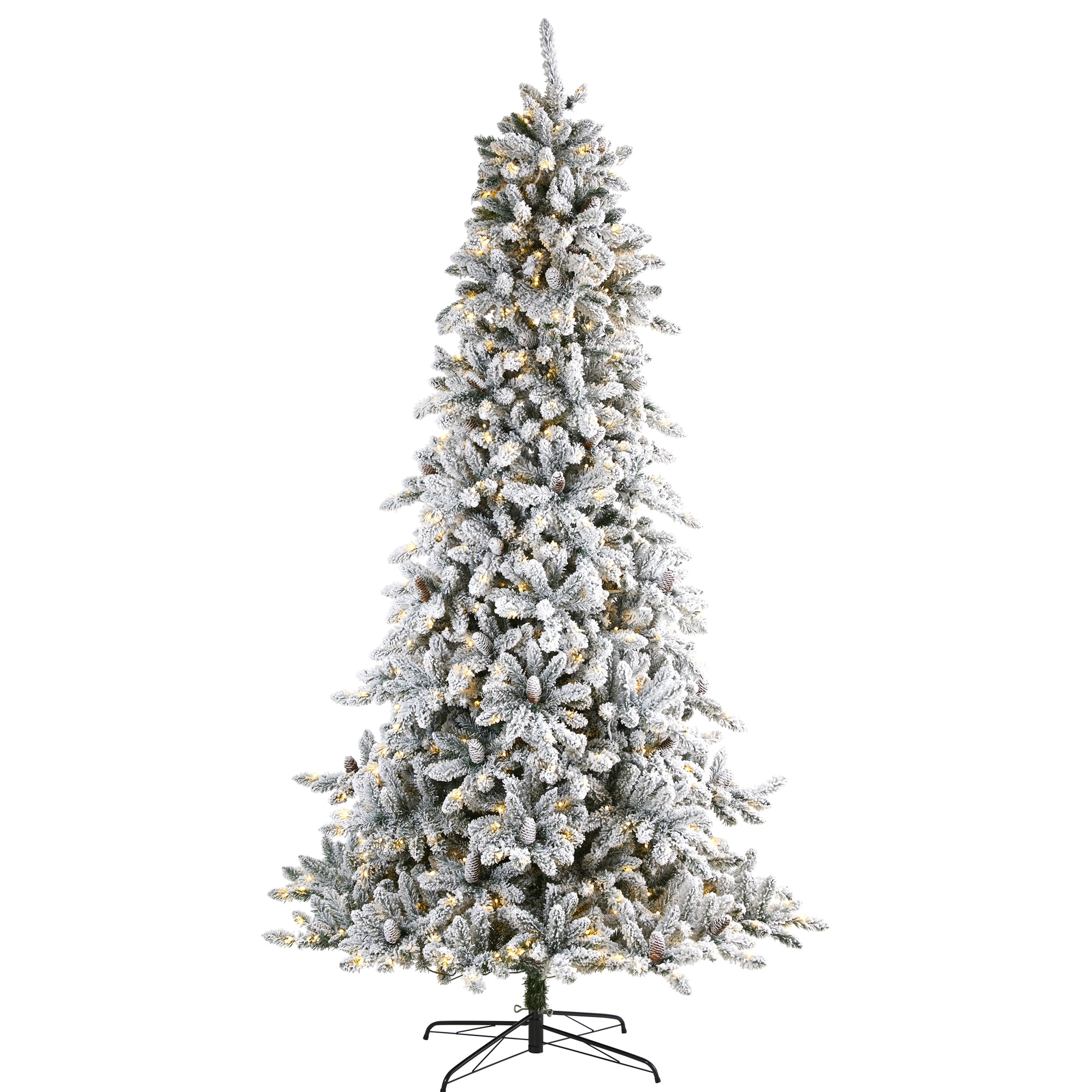 Nearly Natural 9-ft Douglas Fir Pre-lit Flocked Artificial Christmas ...