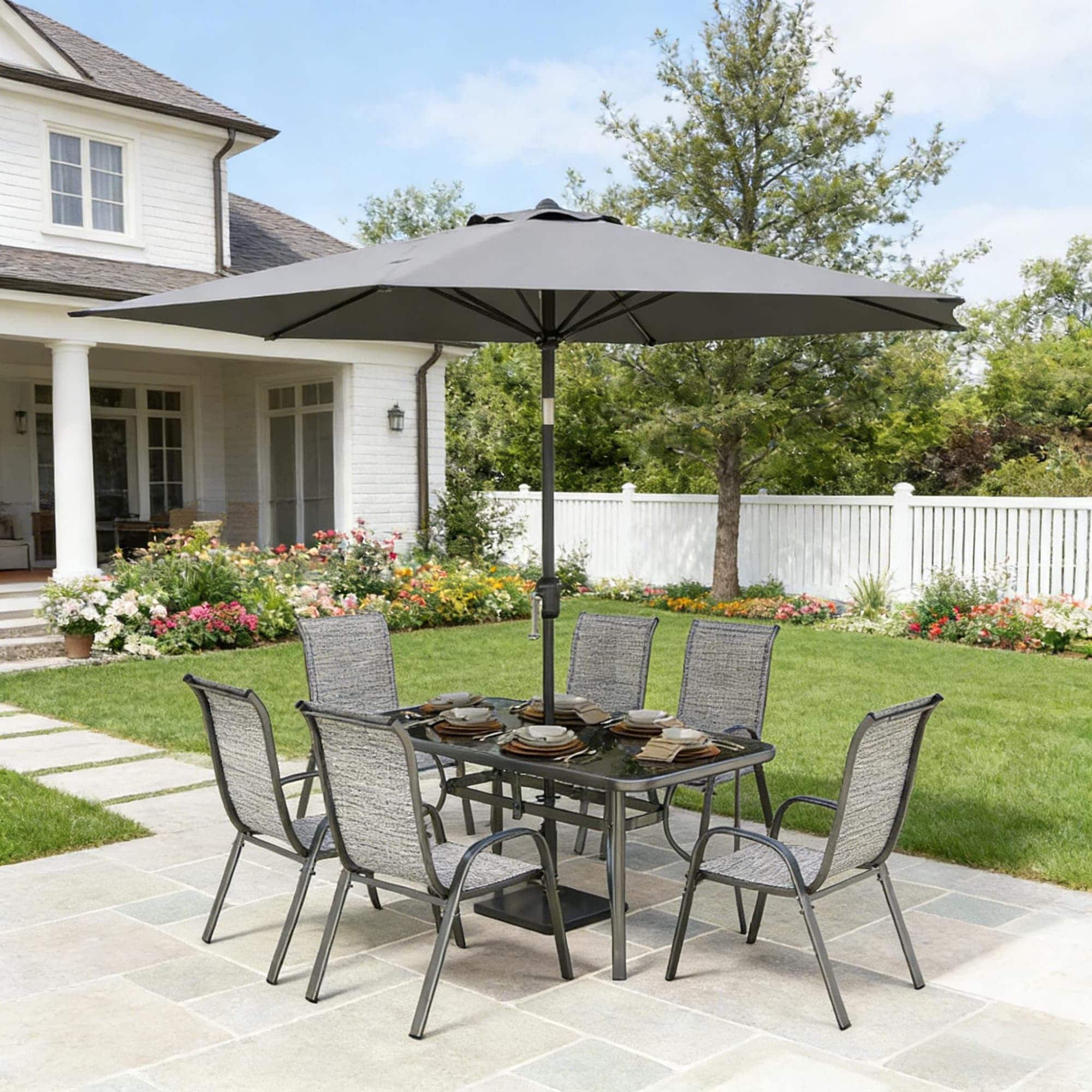 Lycvki Patio Conversation Sets 8 -Piece Patio Conversation Set with Gray