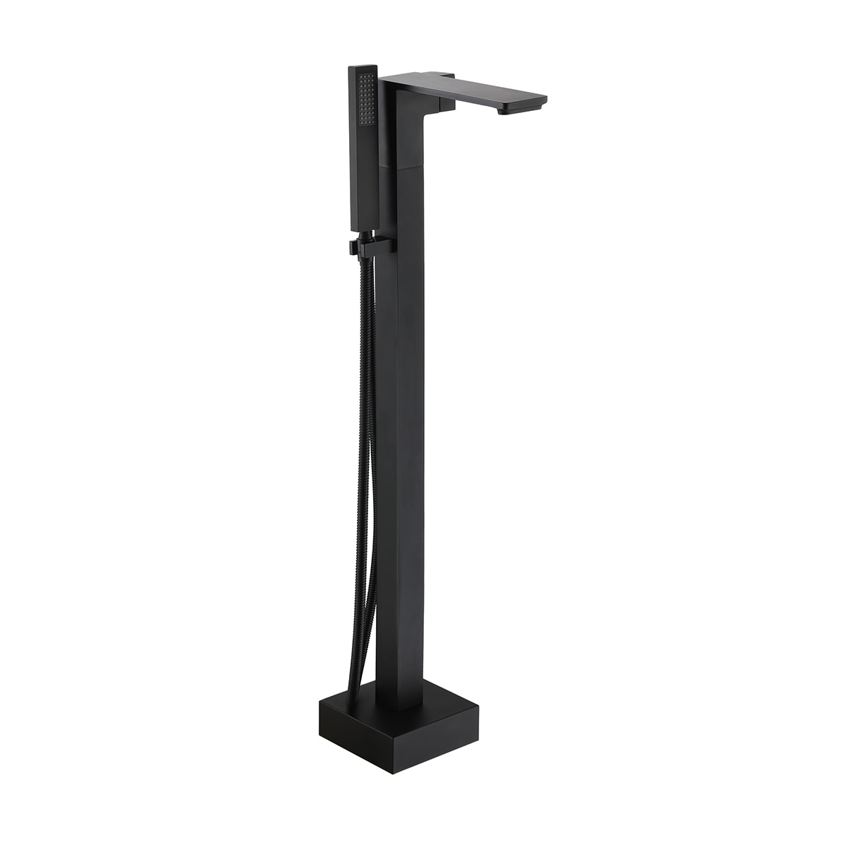 Mondawe MOSL050-12MB Matte Black 1-handle Freestanding Low-arc Bathtub Faucet with Hand Shower ( Valve Included )