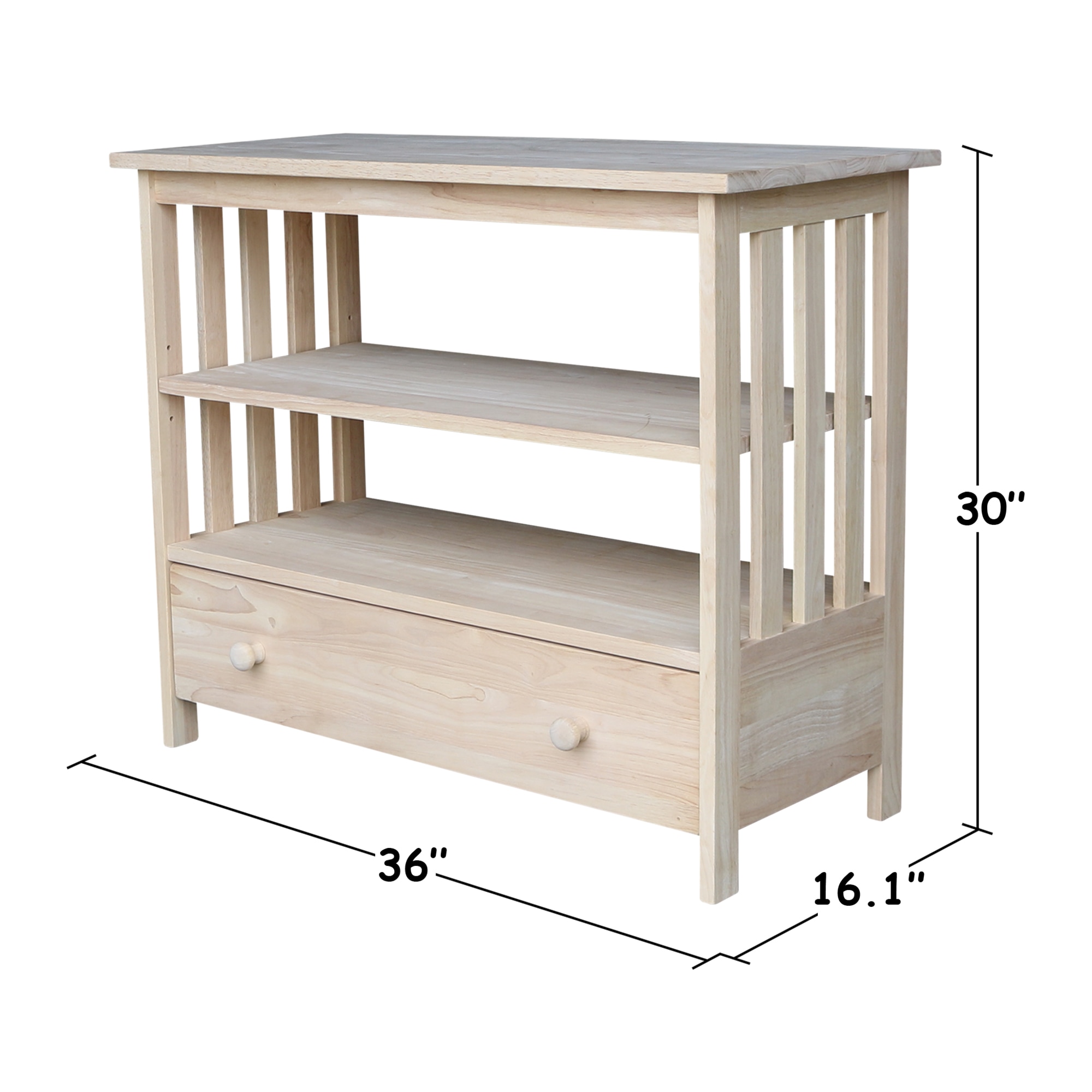 Brown Solid Wood Mission Entertainment TV Stand with Cabinet