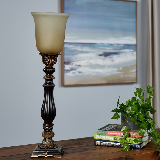 Bronze Uplight Table Lamp, Flat Back Lamp Shade