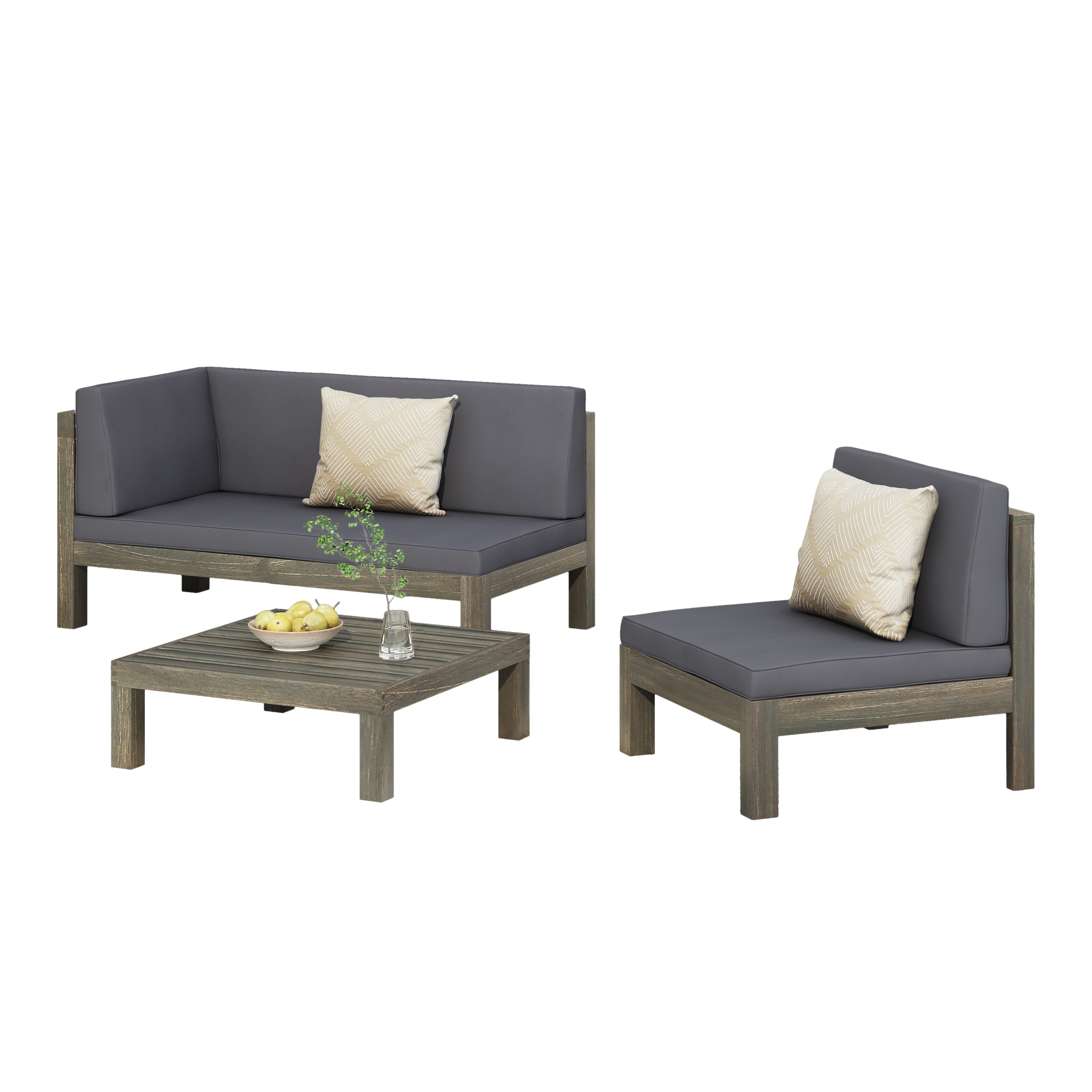 Best Selling Home Decor 319463 Elowen 3 -Piece Patio Conversation Set with Gray Cushions