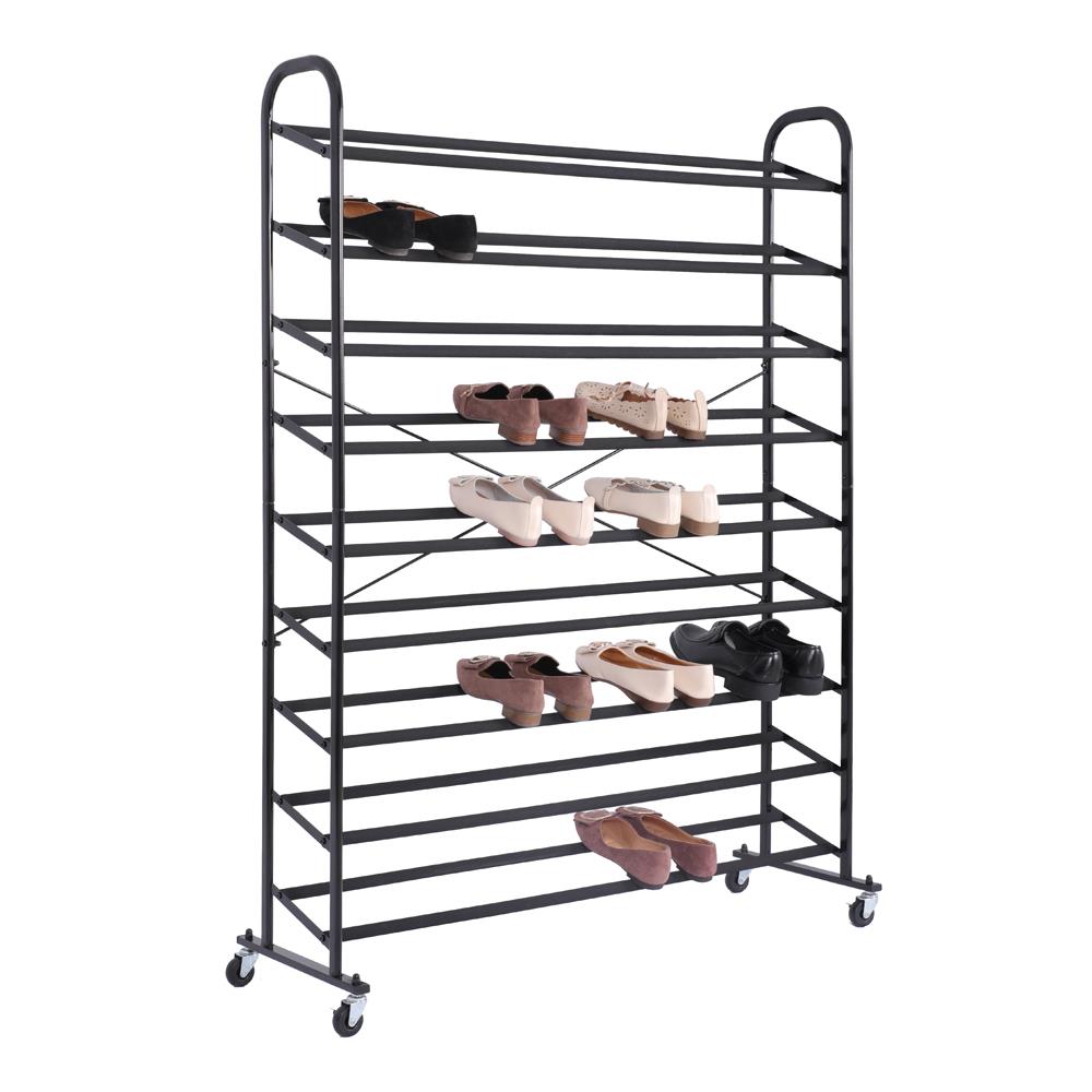 Goplus 60-in H 10 Tier 40 Pair Black Metal Shoe Tree Tower in the Shoe  Storage department at