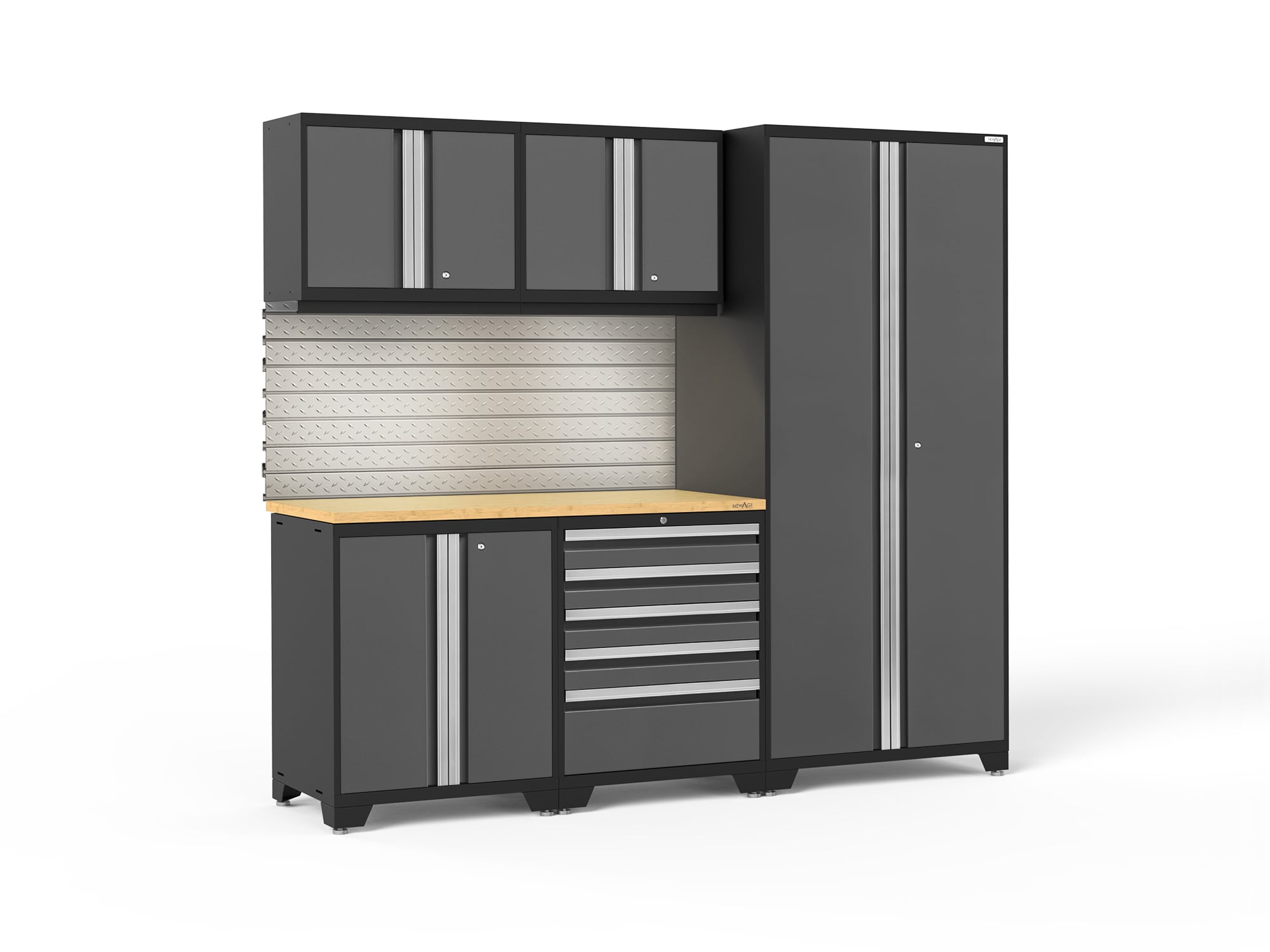 NewAge Products 58324 92-in W x 84.75-in H x 24-in D 5 -Cabinets Steel Charcoal Gray Garage Storage System