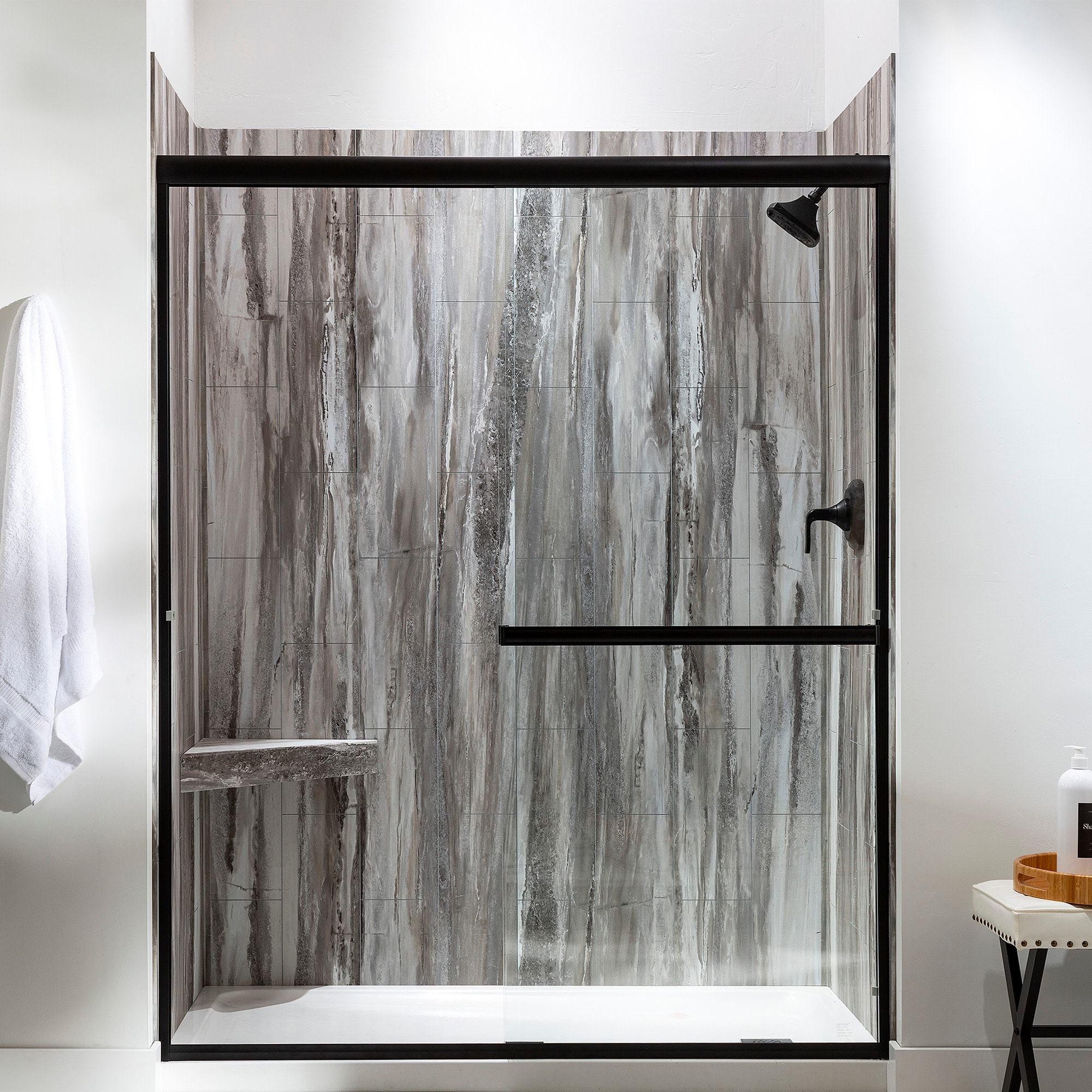 Louvre Granite Waterproof PVC Corner Shower Bench
