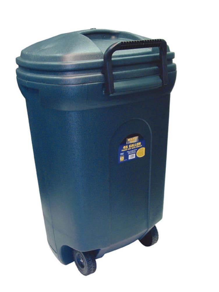Blue Hawk 45-Gallons Black Plastic Wheeled Trash Can with Lid Outdoor in  the Trash Cans department at