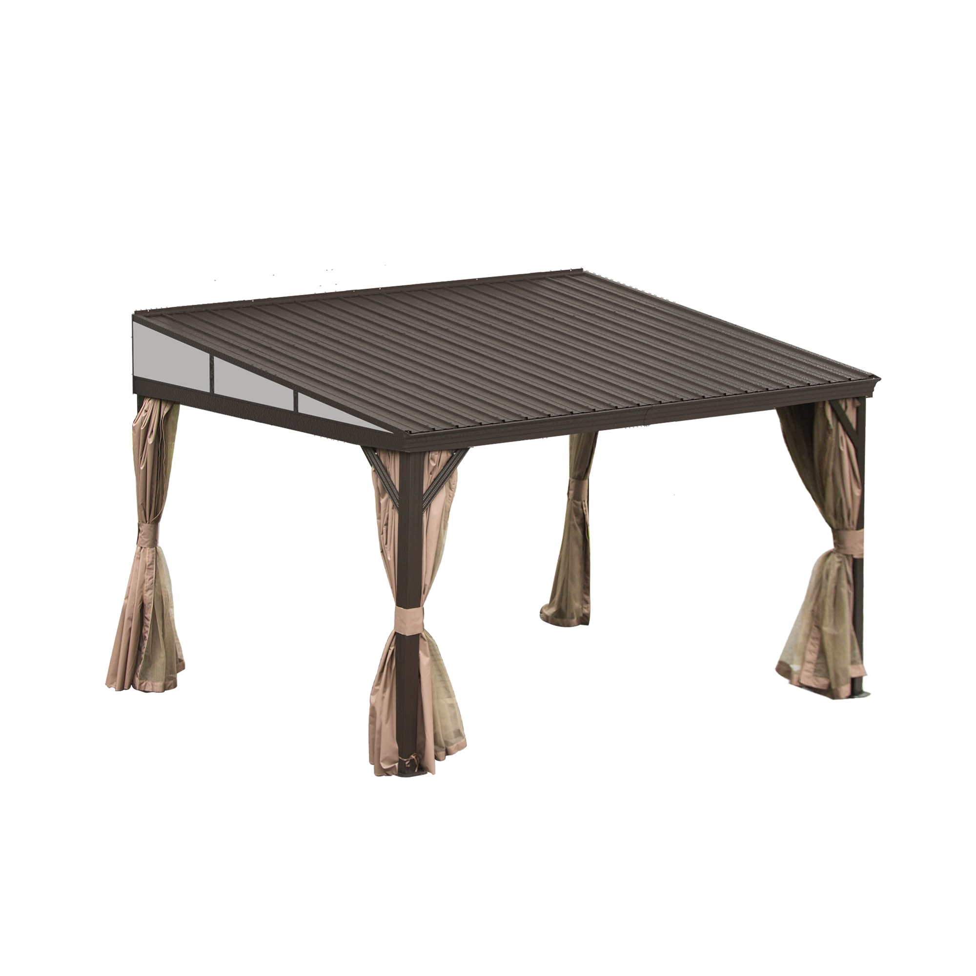 Dimakai DK-MF161587 12-ft x 10-ft Black Gazebo with Hardtop Roof (Screen Included)