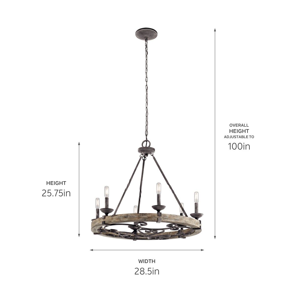 Kichler Taulbee 6-Light Gray Traditional Chandelier