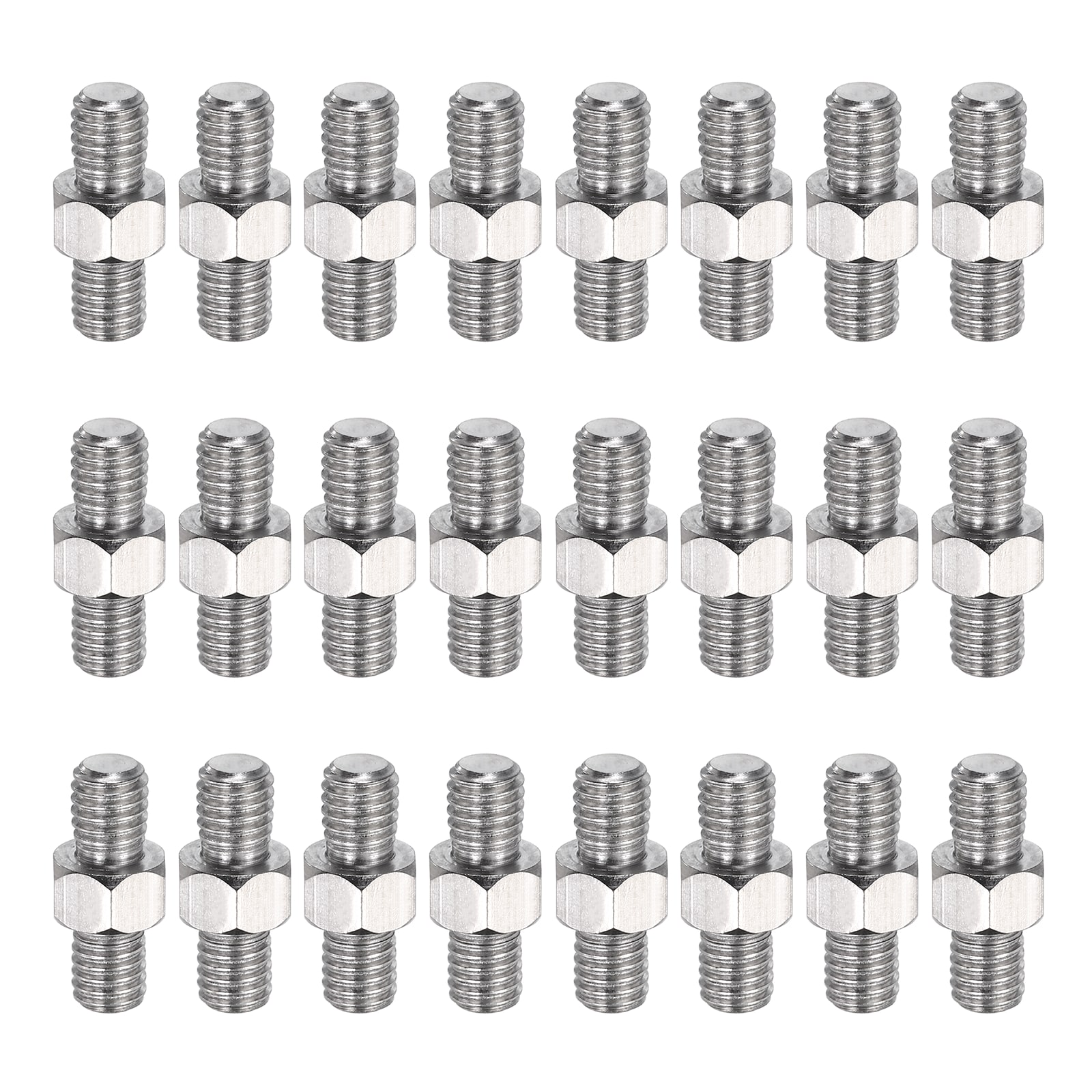Unique Bargains 24pcs Stainless Steel Double Ended Stud Nut M5x6+4+6mm Male to Male Double End Threaded Stud for Hex Head Double End Studs Rods Right Left Hand Thread Screws