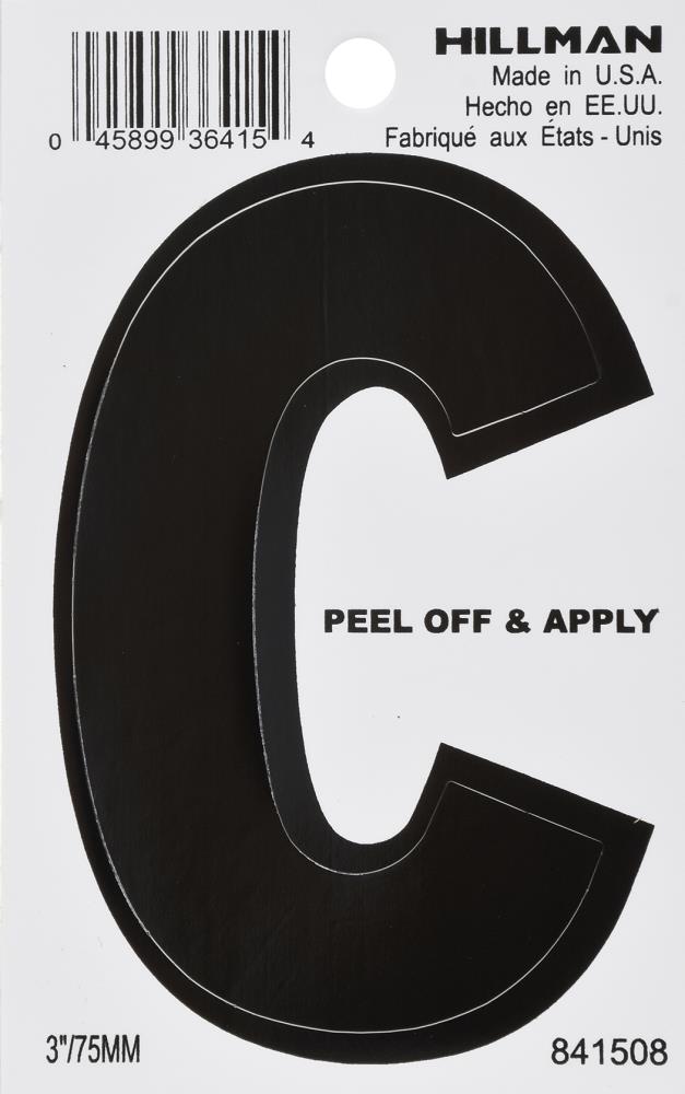 Hillman 841508 3-in Black/White Letter C