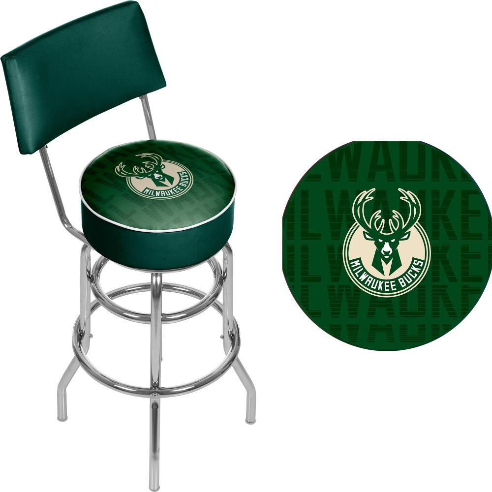 Trademark Gameroom Milwaukee Bucks Bar Stools with Backs Chrome