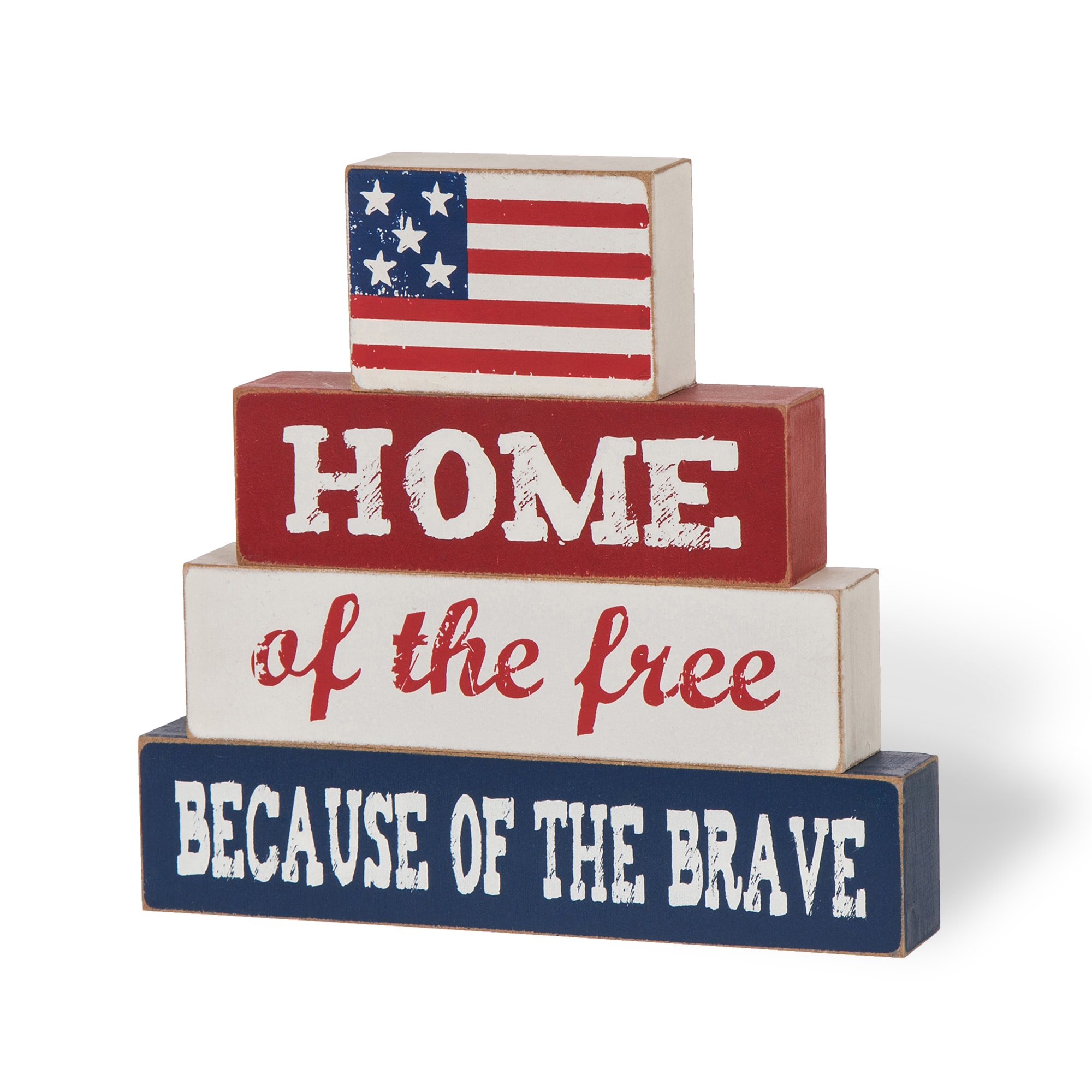 Glitzhome GH1302203207 Wood Indoor Tabletop decoration Stars 4th of July Decor