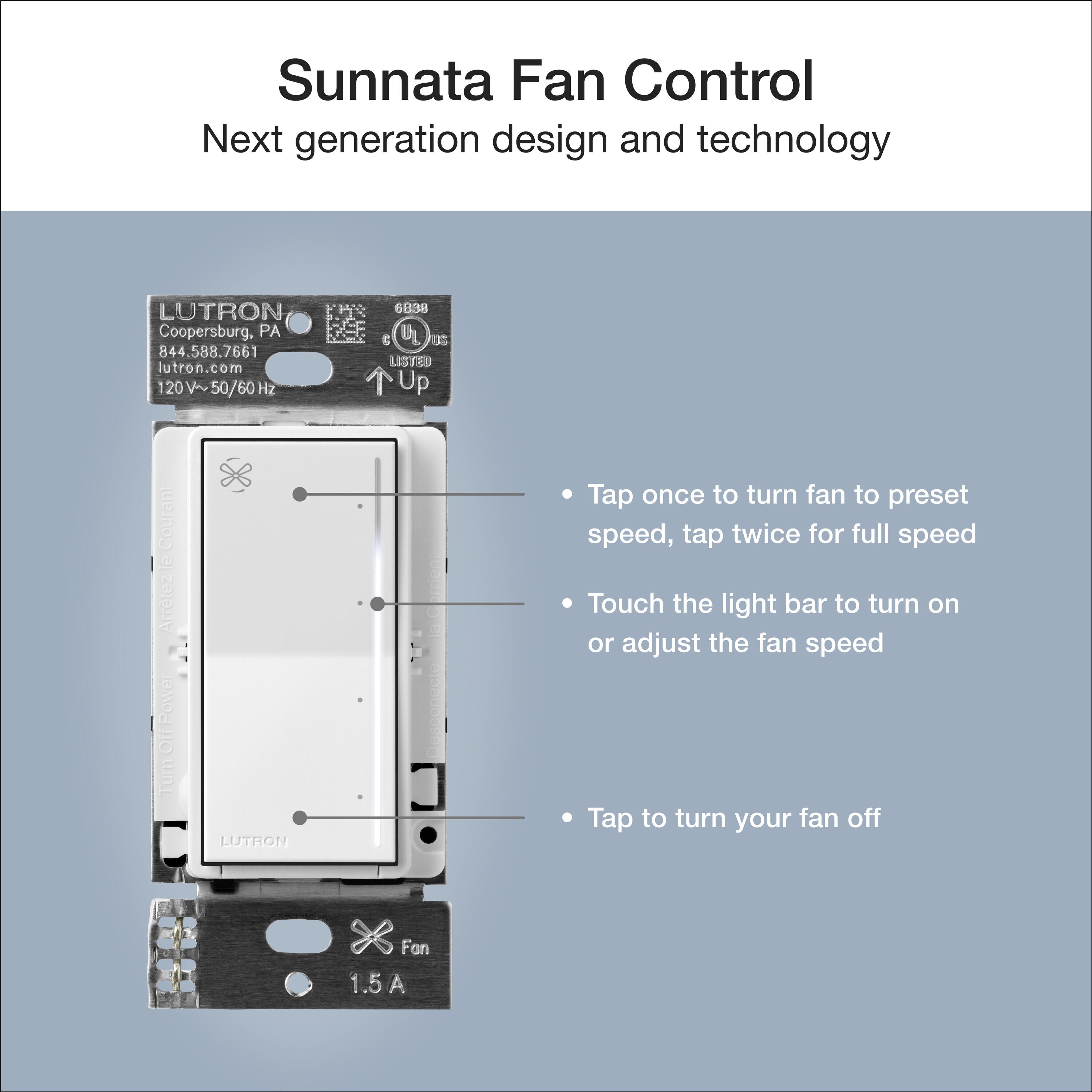 Lutron ST-FSQ-N-WH Fan-Controls - View #6