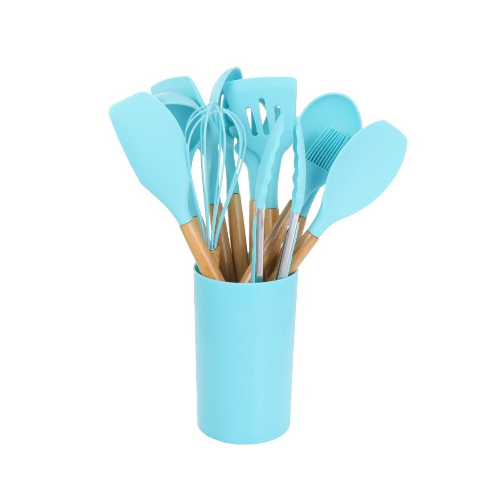 MegaChef Mint Green Silicone and Wood Cooking Utensils Set of 12 - BPA  Free, Hand Wash Recommended - Kitchen Tools - Green Utensil Set in the  Kitchen Tools department at