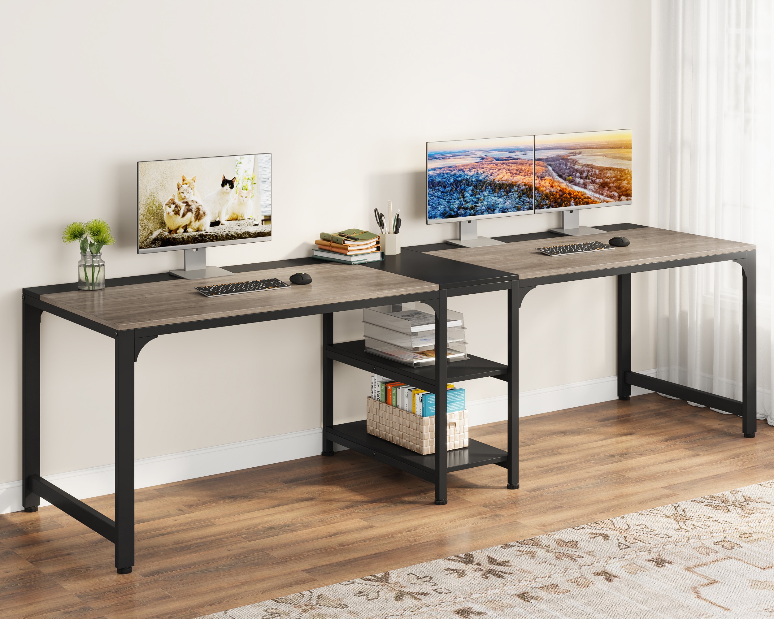 Fnova LWTJ-XK00451 Office Conference Table Multiple colors/finishes 2 -Person Conference table ( 90.55-in W x 29.33-in H )
