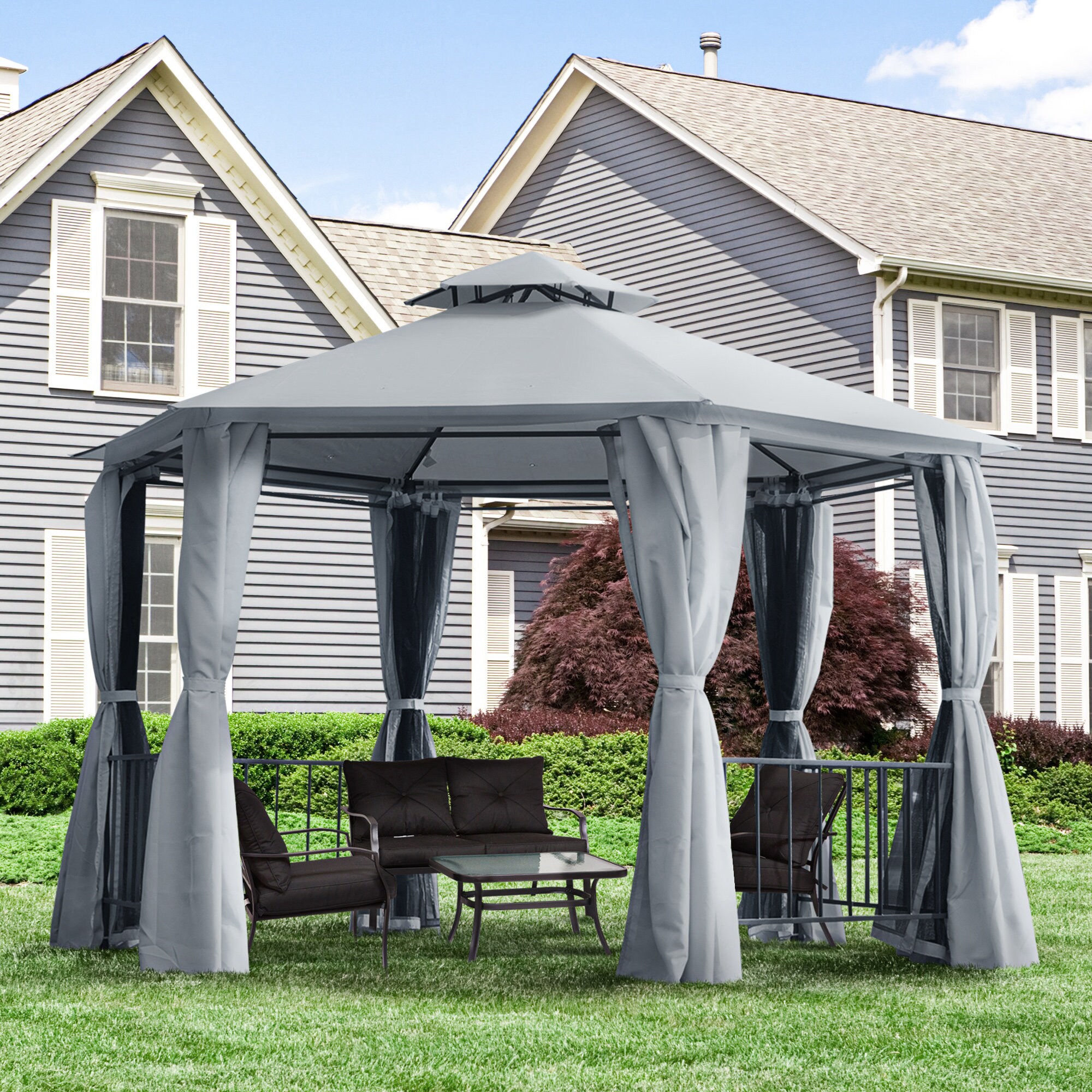 Kahomvis AOS-QP109-008 Wood-Resin-Gazebos - View #2