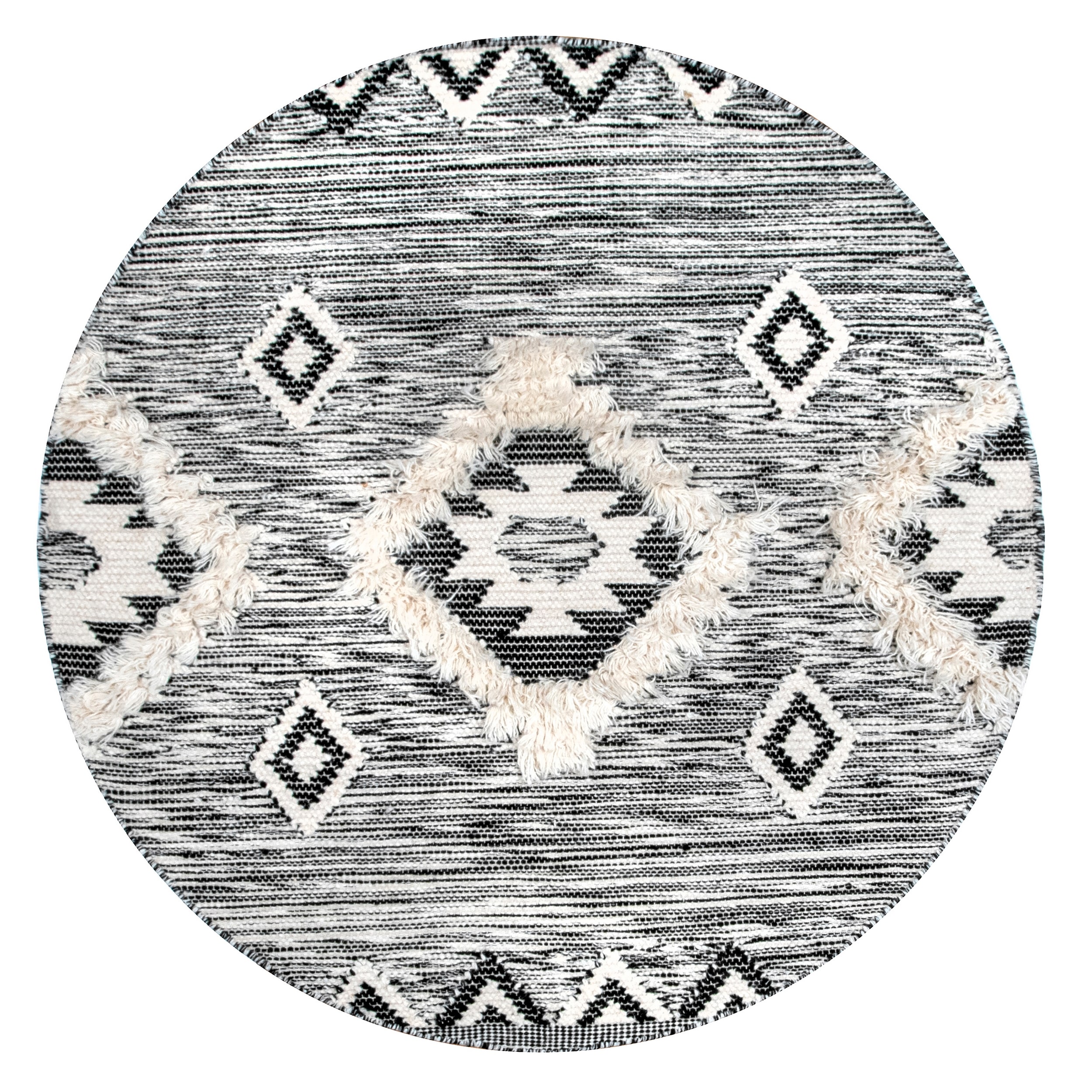 nuLOOM SPMO01A-R404 Mona 4 x 4 (ft) Loomed Wool Black Round Indoor Geometric Southwestern Area rug